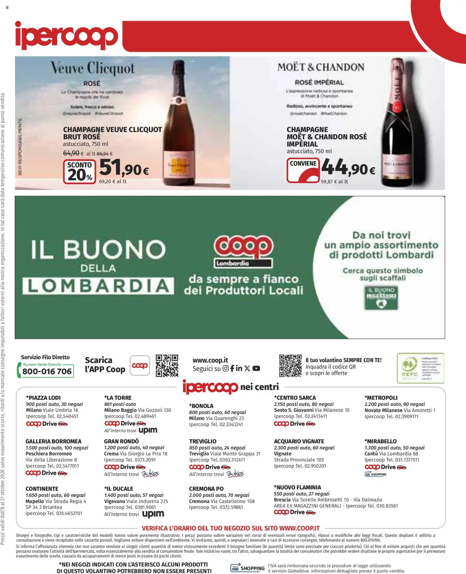 Volantino Ipercoop del 08/10/2026 | Pagina: 12 | Prodotti: Crema, Data, Champagne, Grappa