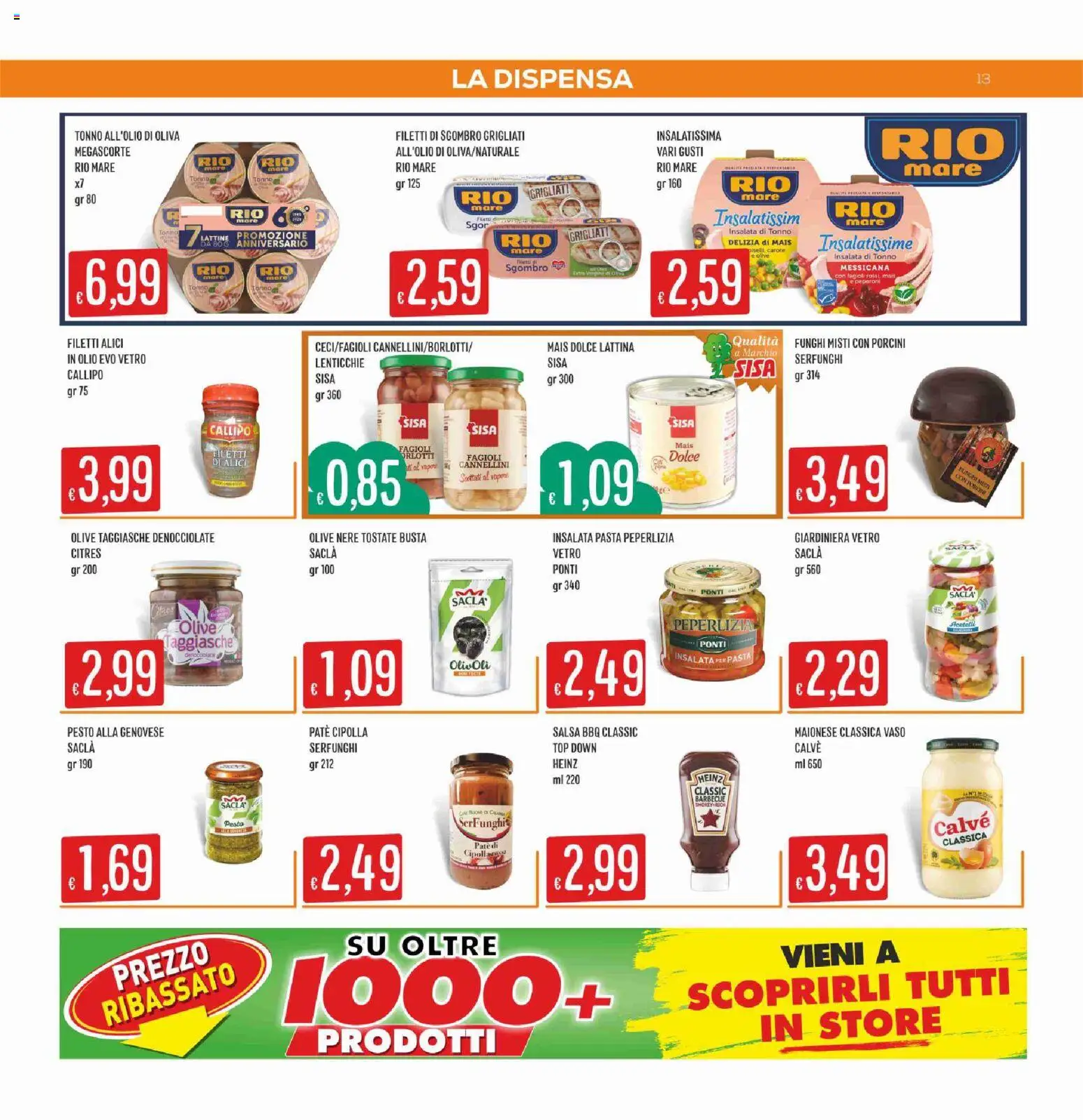 Volantino SISA del 09/07/2026 | Pagina: 13 | Prodotti: Maionese, Funghi, Alici, Vaso
