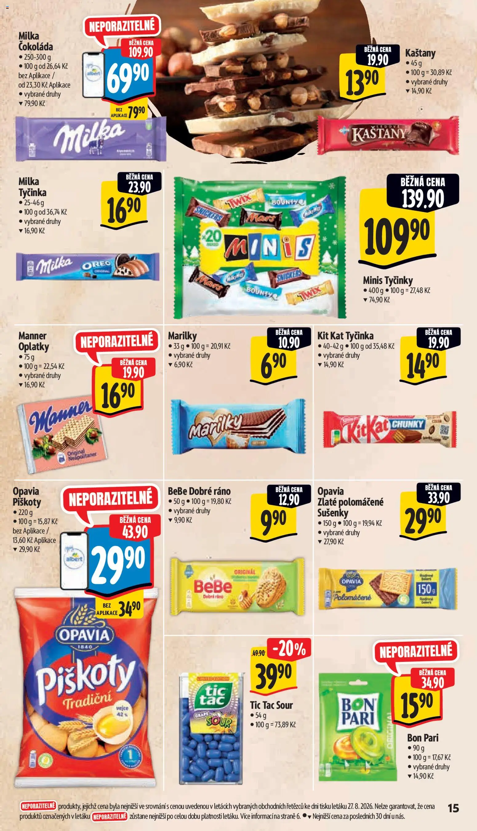 Albert leták - Supermarket od 02.09.2026 | Strana: 23 | Produkty: Tyčinka Kit Kat, Čokoláda, Piškoty, Bebe