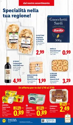 Anteprima del volantino Lidl volantino Sardegna valido a partire dal 01/10/2026 | Pagina: 4 | Prodotti: Pasta, Barilla, Yogurt bianco, Gnocchetti