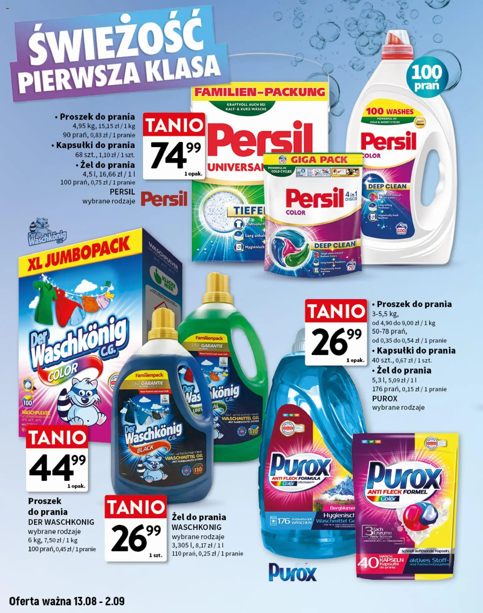 Intermarche gazetka - Świeżość pierwsza klasa od 13.08.2026 | Strona: 8 | Produkty: Kapsułki, Persil, Purox, Proszek do prania