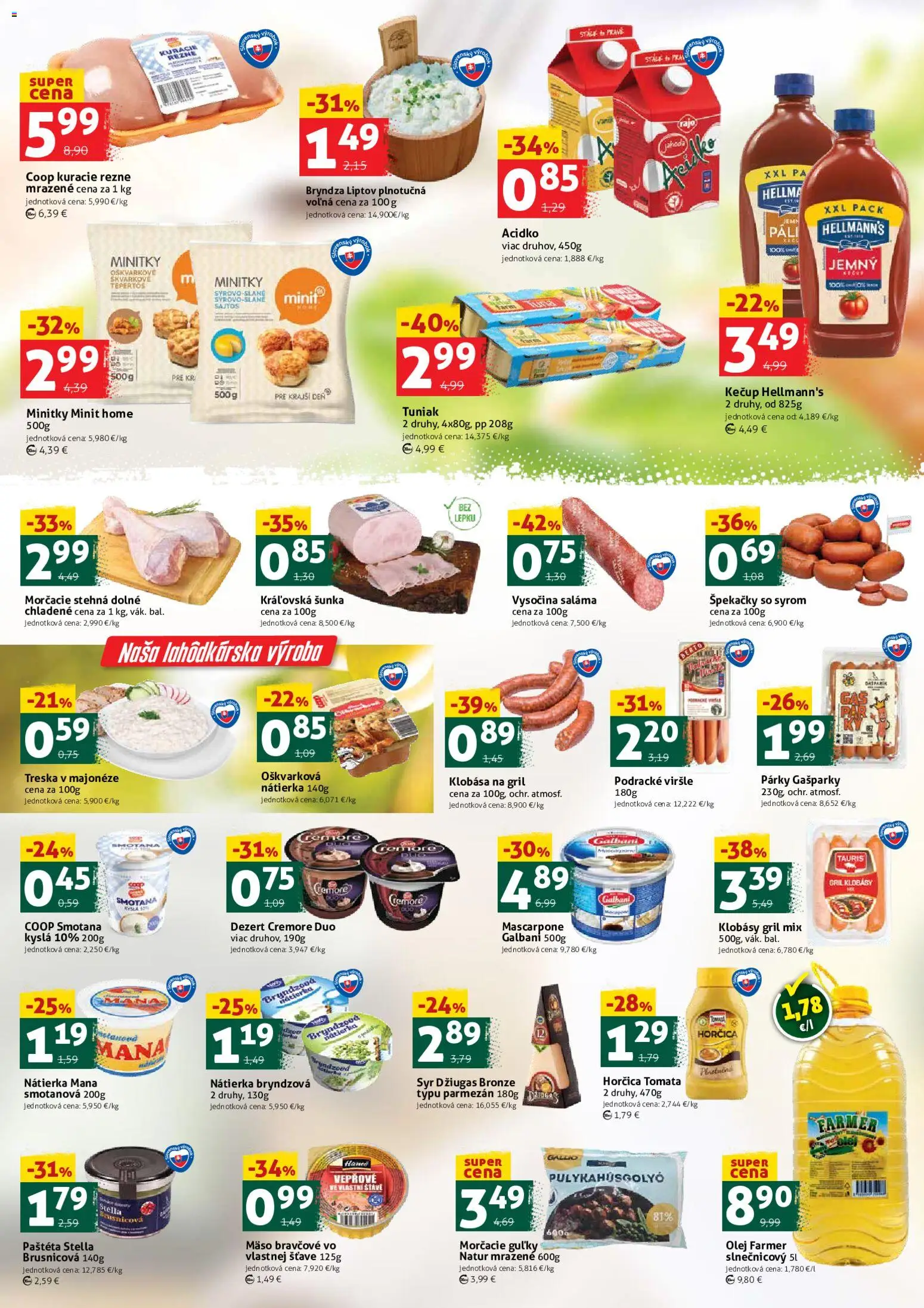Nové COOP Jednota akcie – leták je platný od 22.05.2026 | Strana: 2 | Produkty: Gril, Syr, Acidko