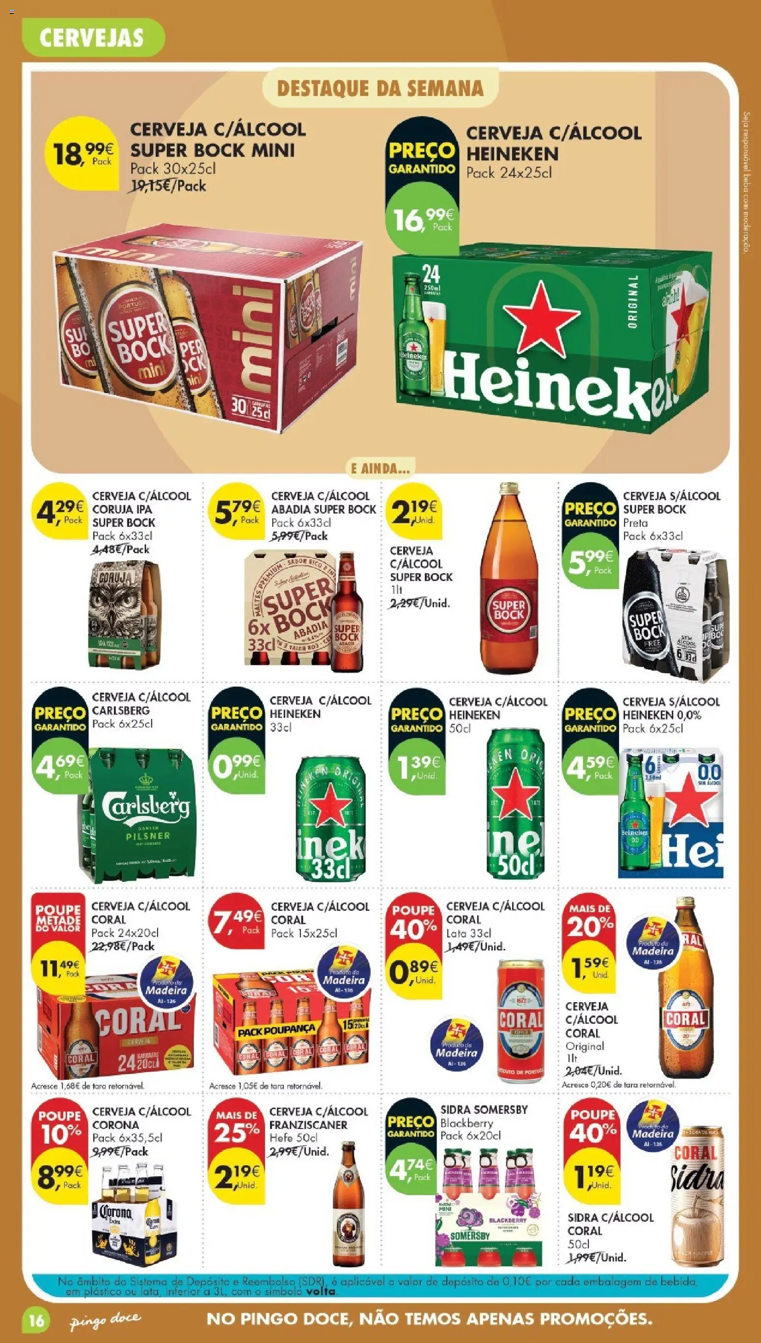 Pingo Doce folheto Poupe Esta Semana Madeira │ válido de 27/10/2026 | Página: 16 | Produtos: Sidra, Corona Extra, Cerveja, Somersby