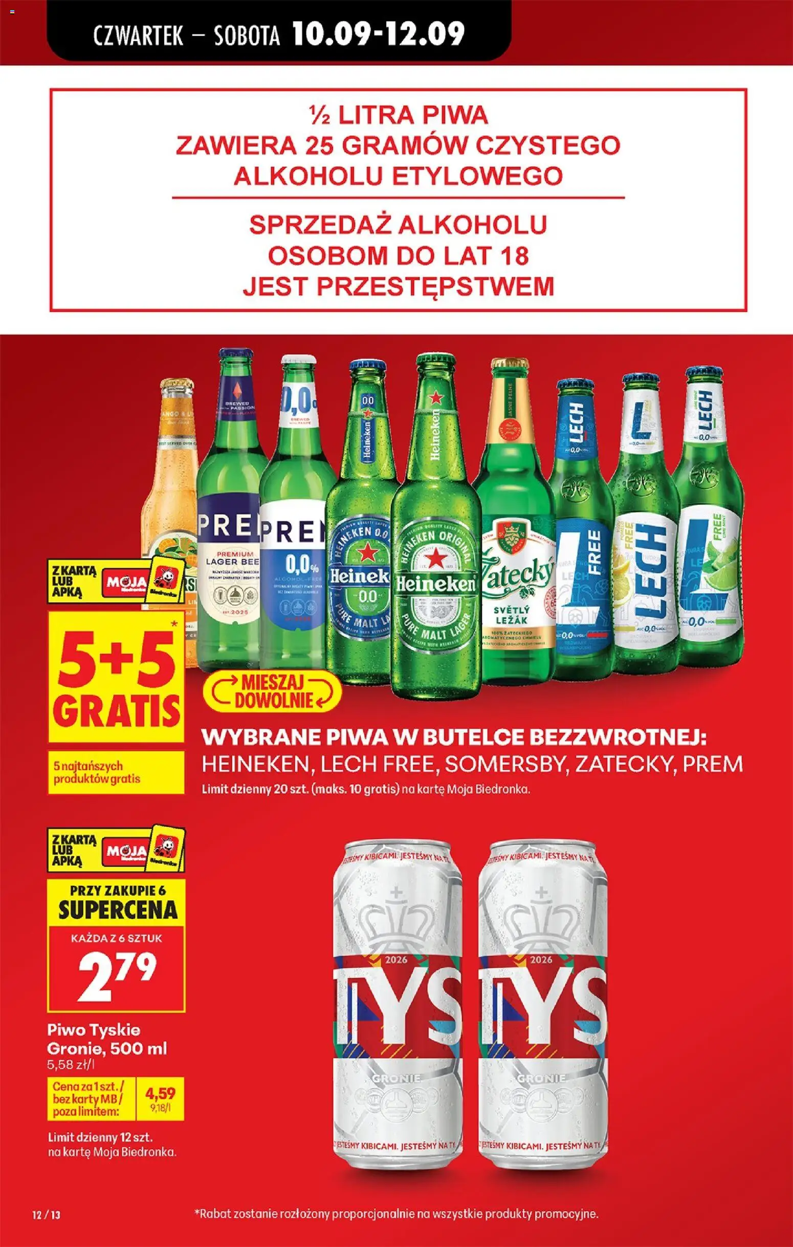 Biedronka gazetka od czwartku od 10.09.2026 | Strona: 14 | Produkty: Karta, Tyskie, Piwo, Heineken