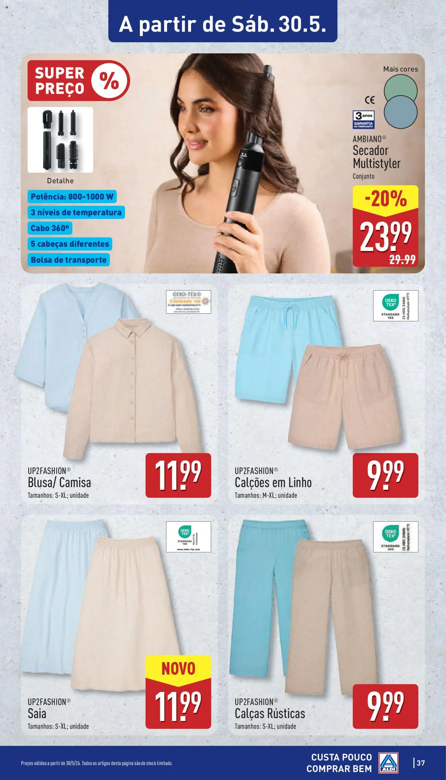 Aldi folheto │ válido de 25.05.2026 | Página: 37 | Produtos: Cabo, Bolsa, Secador, Calças