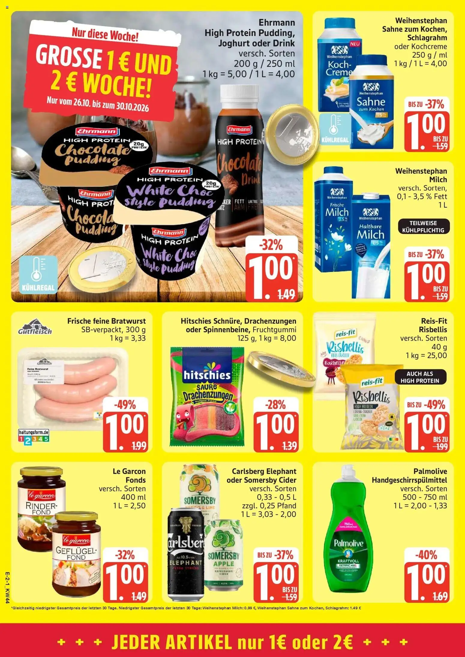 Edeka Prospekt Großenwiehe (ab 26.10.2026) » Angebote Online | Seite: 2 | Produkte: Carlsberg, Joghurt, Bratwurst, Creme
