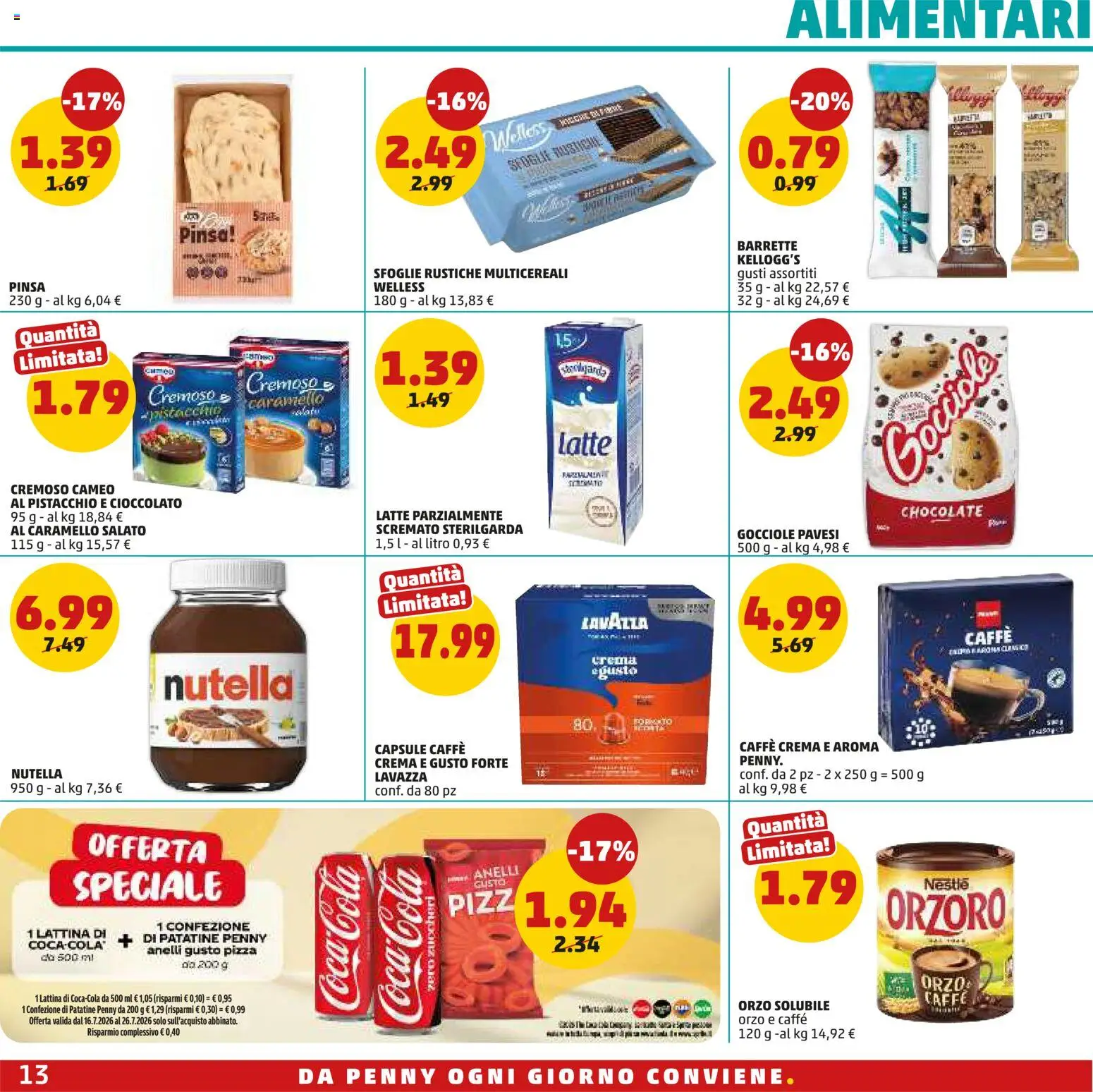 Volantino PENNY del 16/07/2026 | Pagina: 13 | Prodotti: Caffè, Cioccolato, Patatine, Latte