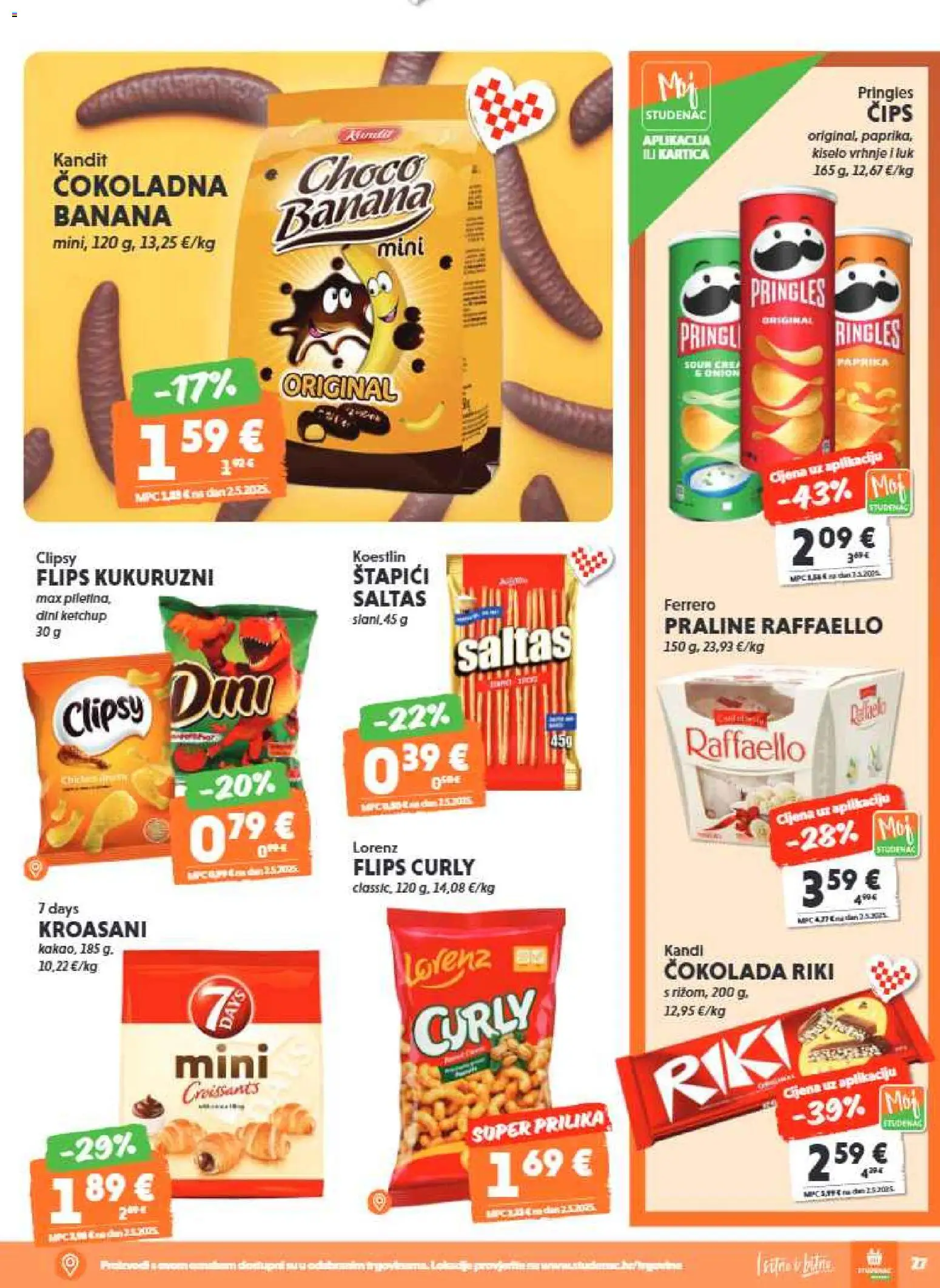 Studenac katalog | vrijedi od 29.07.2026 | Stranica: 27 | Proizvodi: Čokolada, Kiselo vrhnje, Luk, Štapići