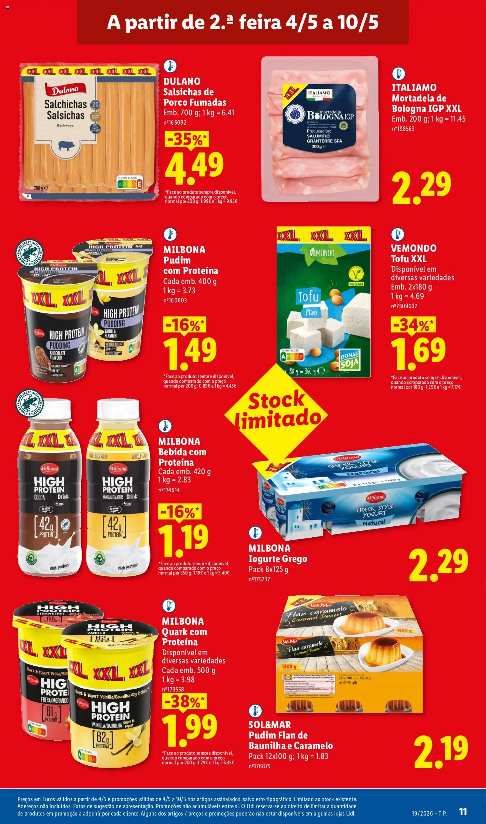 Lidl folheto │ válido de 04.05.2026 | Página: 11 | Produtos: Mortadela, Pudim, Iogurte, Bebida
