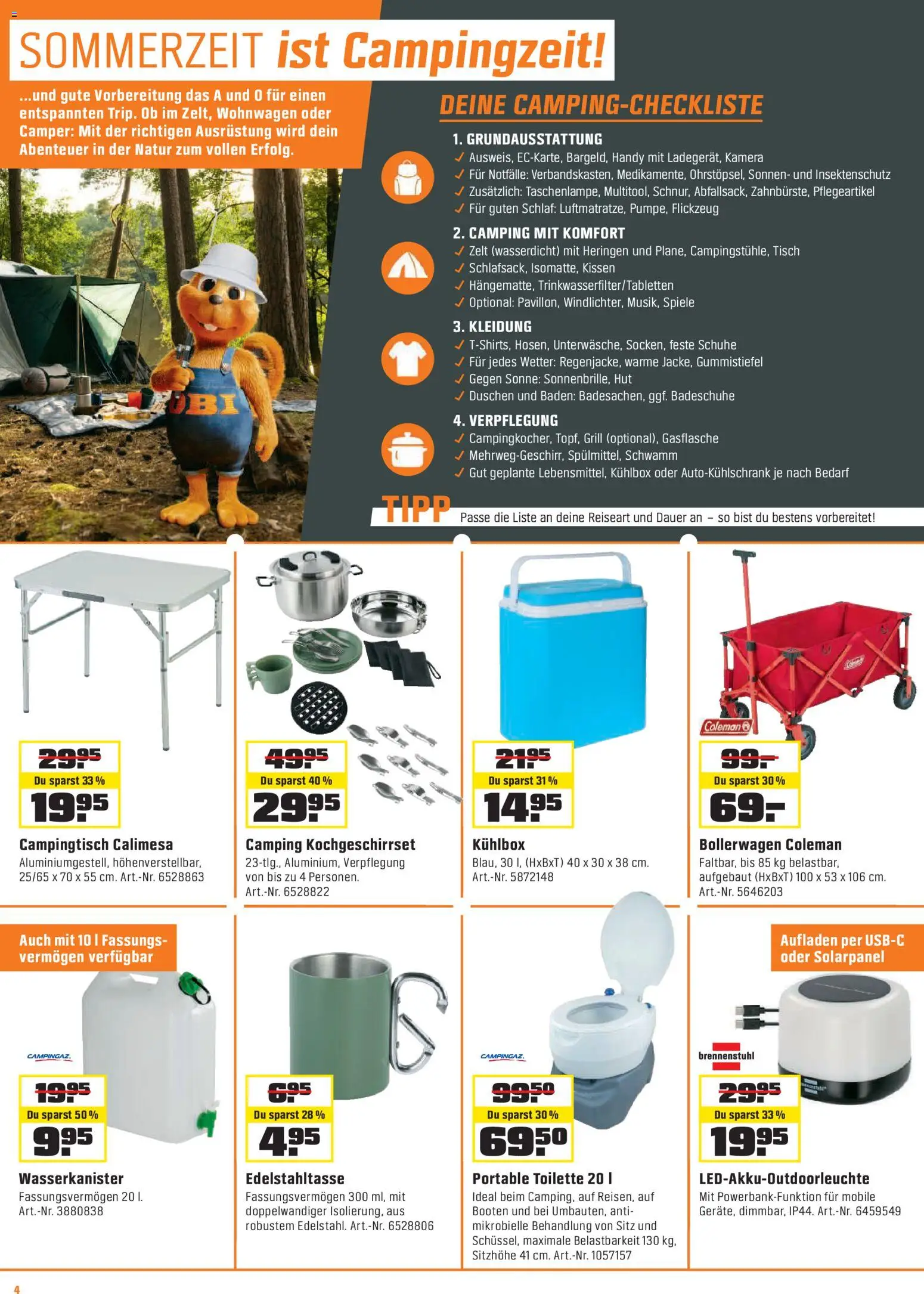 OBI - UNSERE SUPERDEALS! – gültig ab 07.07.2026 | Seite: 4 | Produkte: Kissen, Gummistiefel, Hut, Kamera