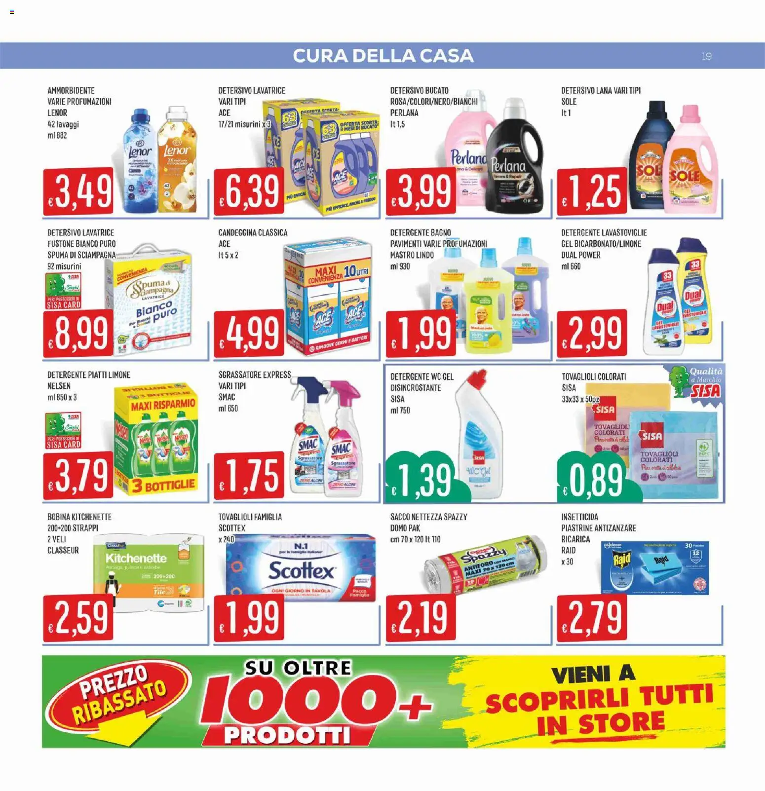 Volantino SISA del 25/06/2026 | Pagina: 19 | Prodotti: Candeggina, Lavastoviglie, Insetticida, WC