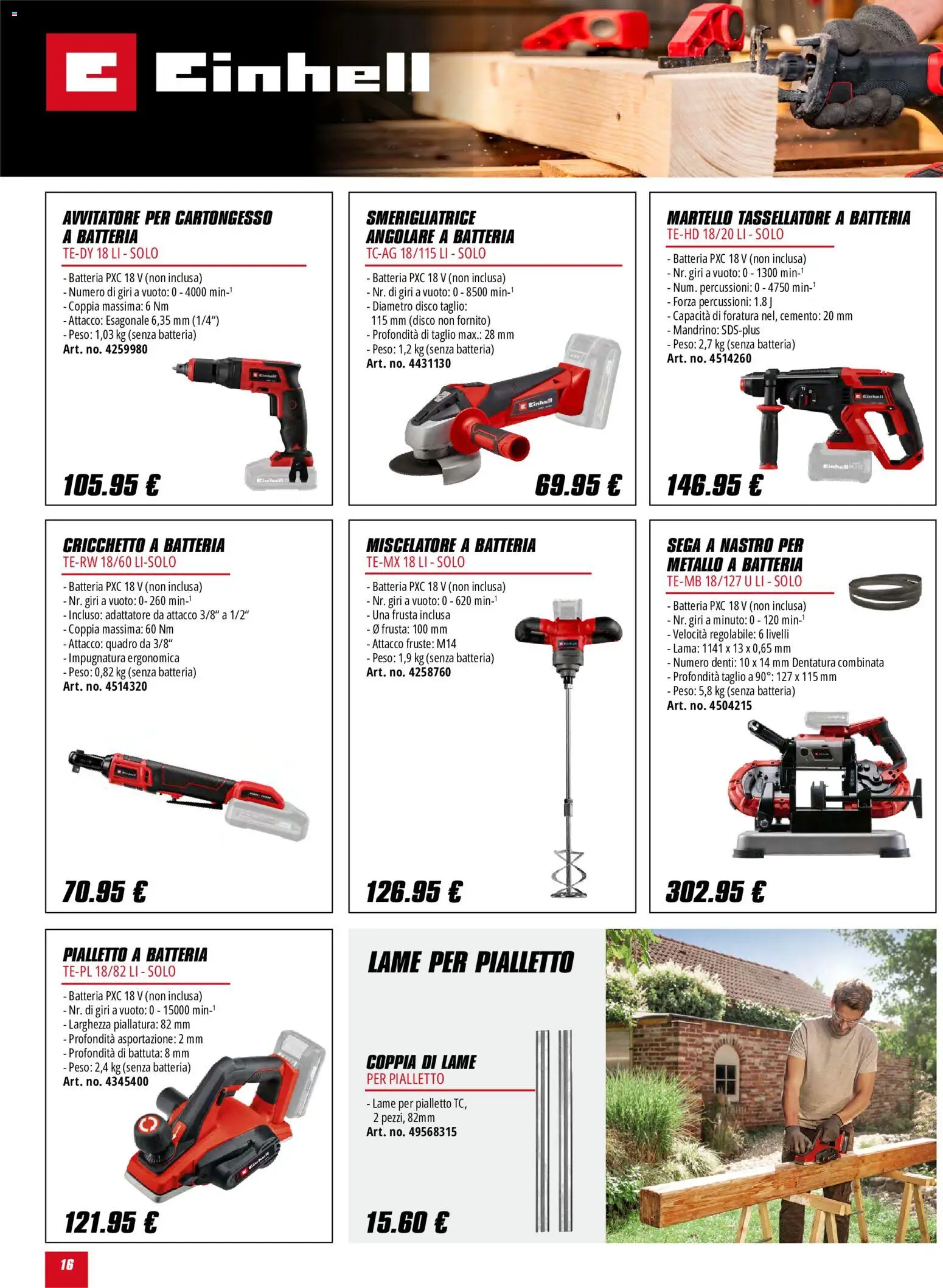 Volantino Einhell del 01.06.2026 | Pagina: 16 | Prodotti: Avvitatore, Disco, Adattatore, Batteria