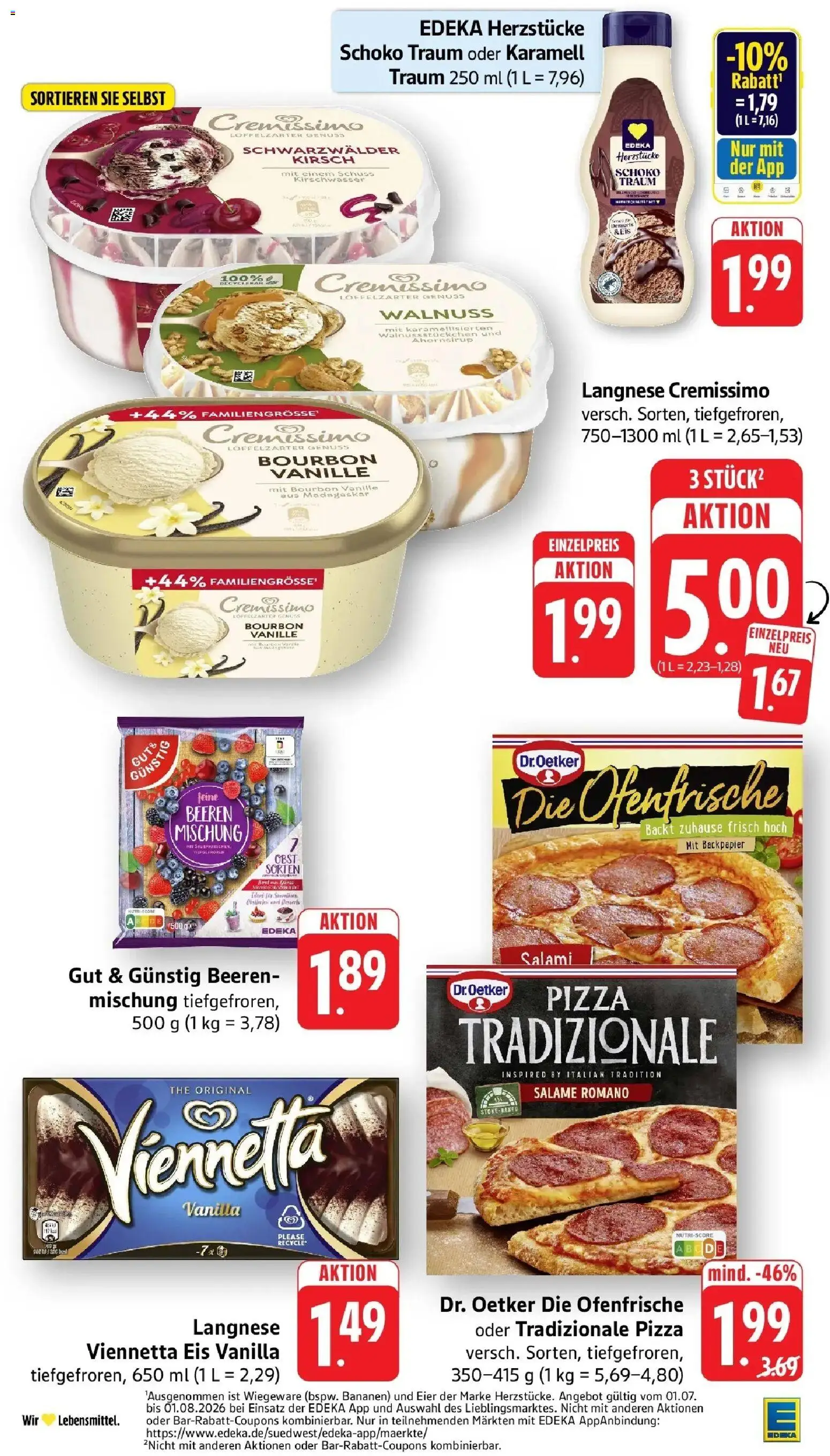 Edeka Prospekt Bad Kreuznach – gültig ab 27.07.2026 | Seite: 22 | Produkte: Langnese, Cremissimo, Obst, Salami