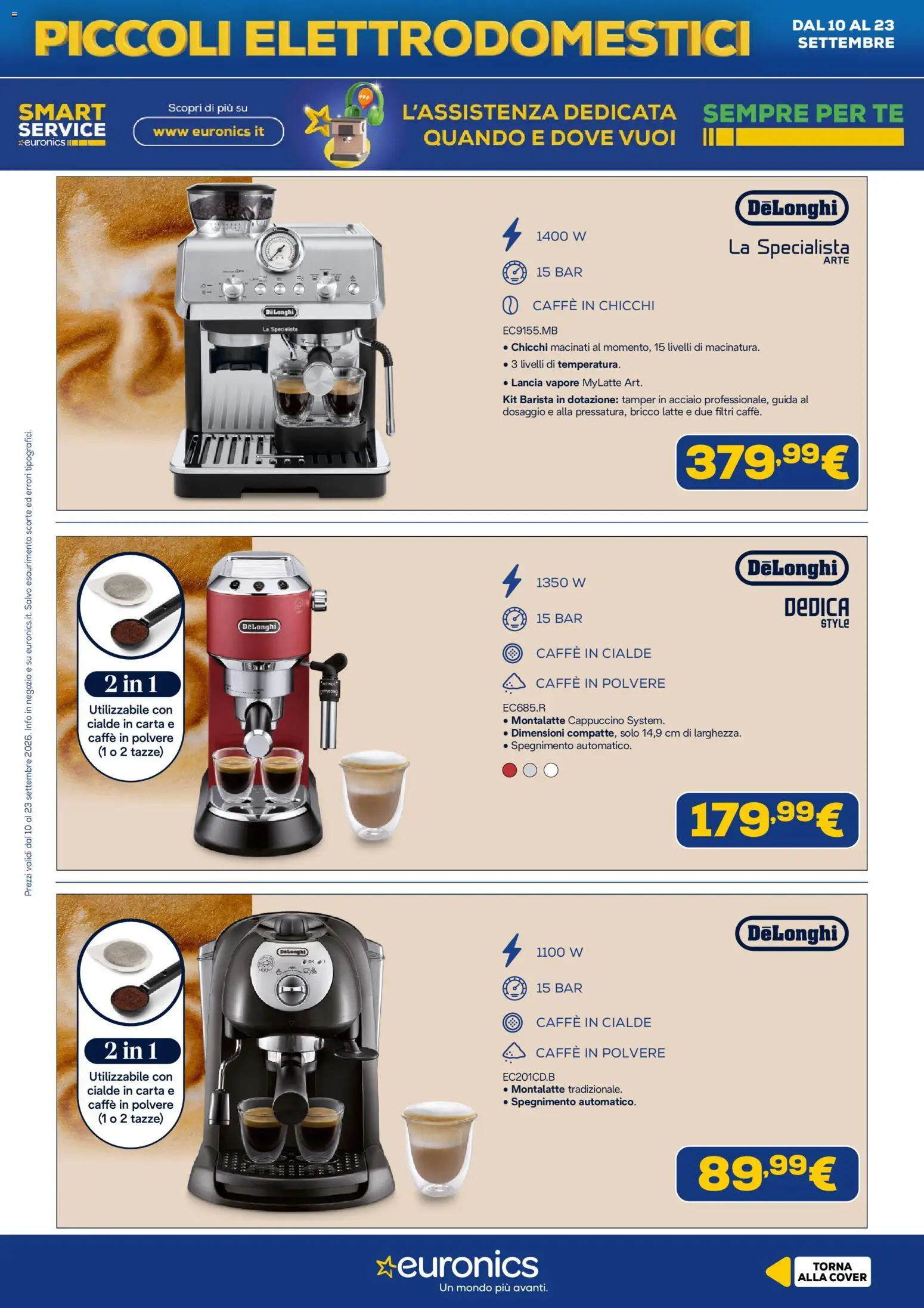 Volantino Euronics del 10/09/2026 | Pagina: 6 | Prodotti: Cappuccino, Caffè, Latte, Caffè in cialde