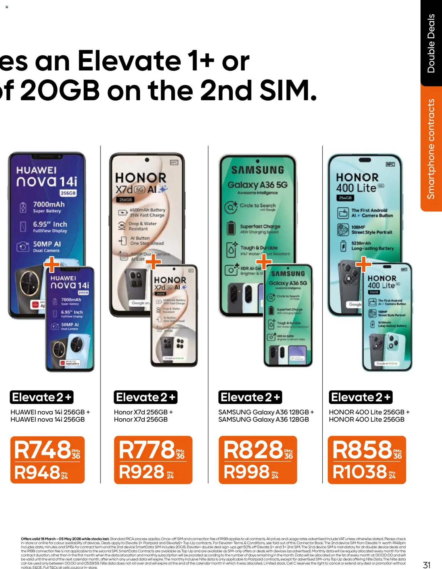 New Cell C catalogue – valid from 18.03.2026 | Page: 33 | Products: Data, Camera, Battery, Water