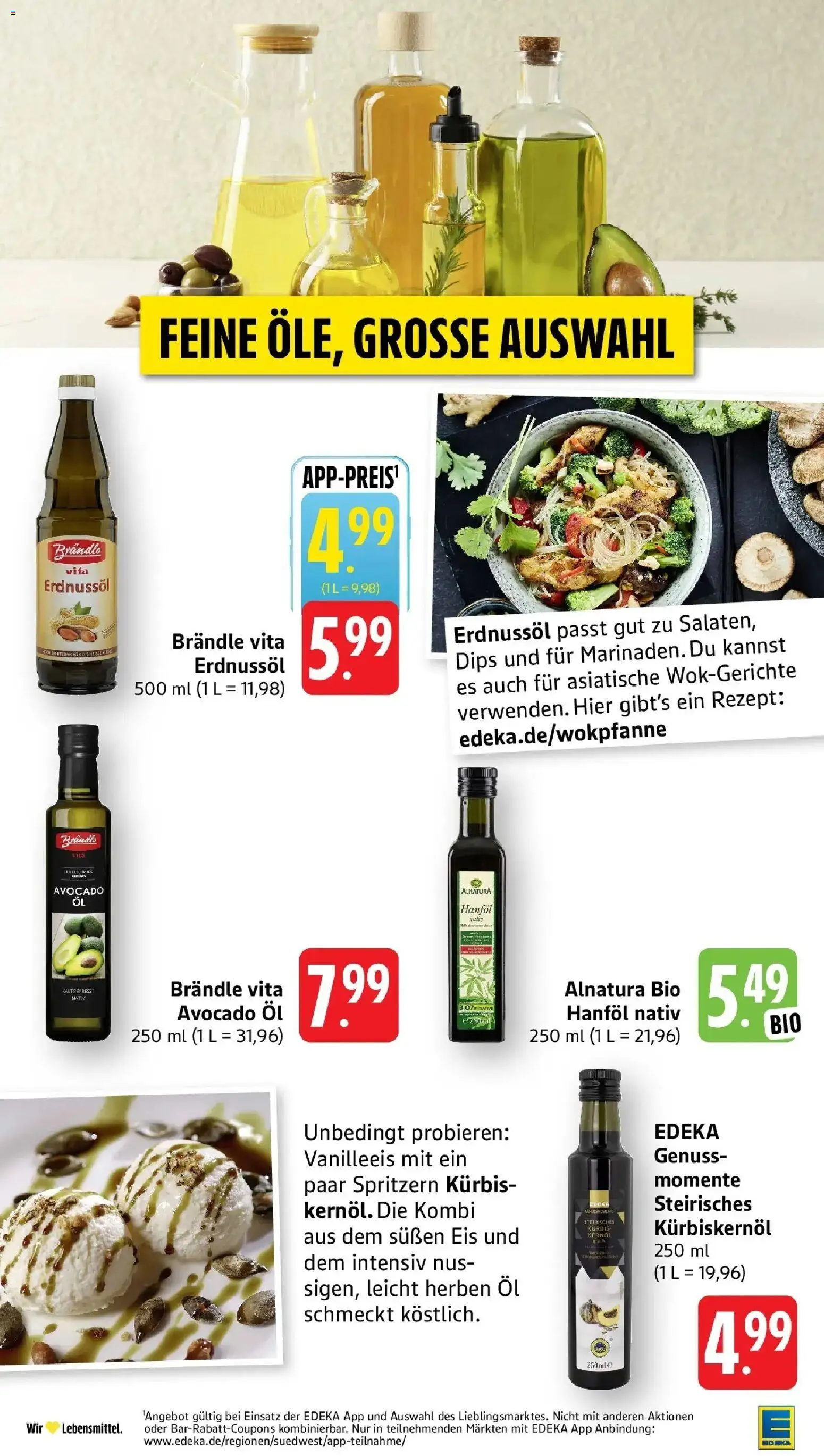 Edeka Prospekt Vaihingen-Kleinglattbach (ab 19.10.2026) » Angebote Online | Seite: 28 | Produkte: Kürbiskernöl, Öl, Avocado, Eis