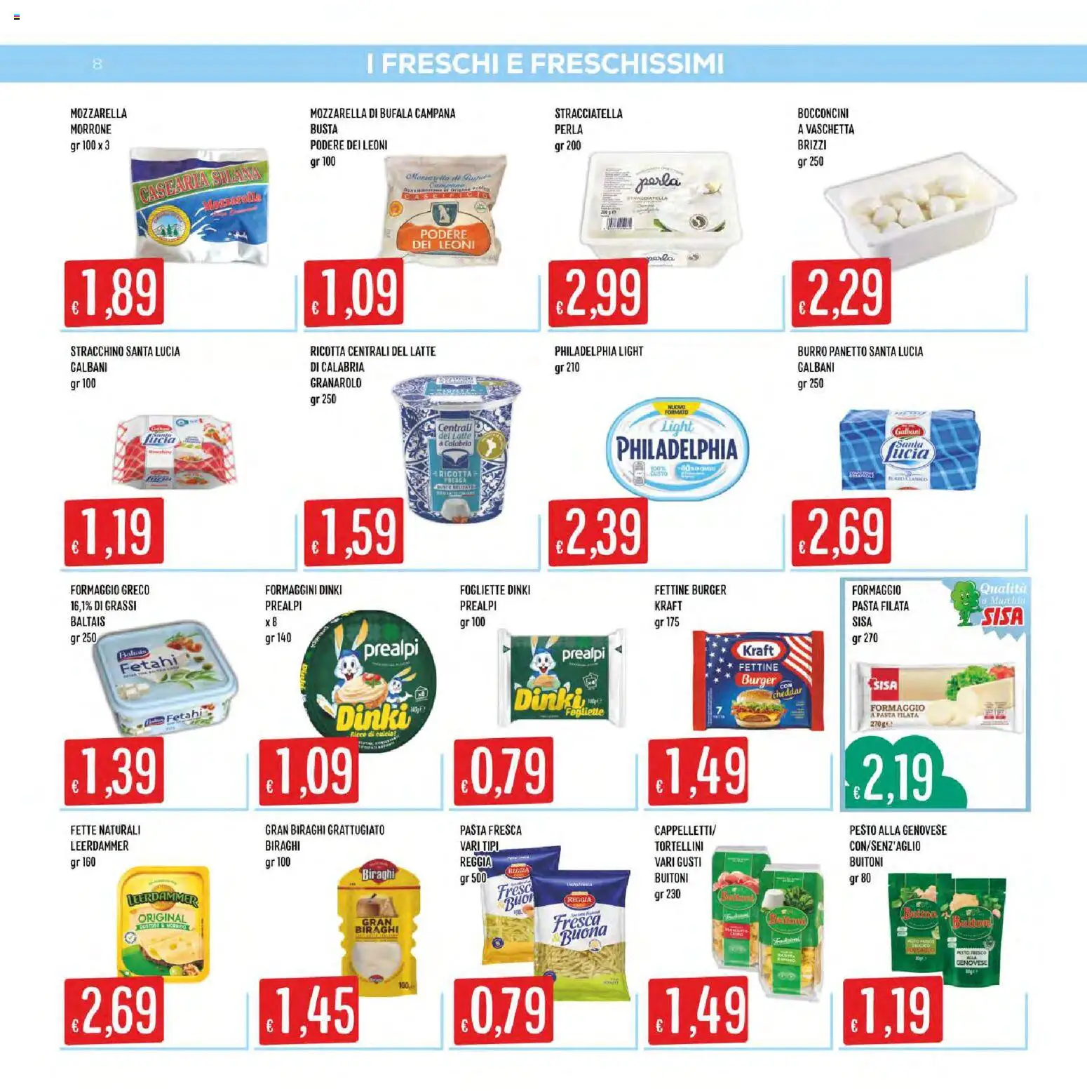 Volantino SISA del 01/10/2026 | Pagina: 8 | Prodotti: Cheddar, Latte, Pasta, Mozzarella di bufala