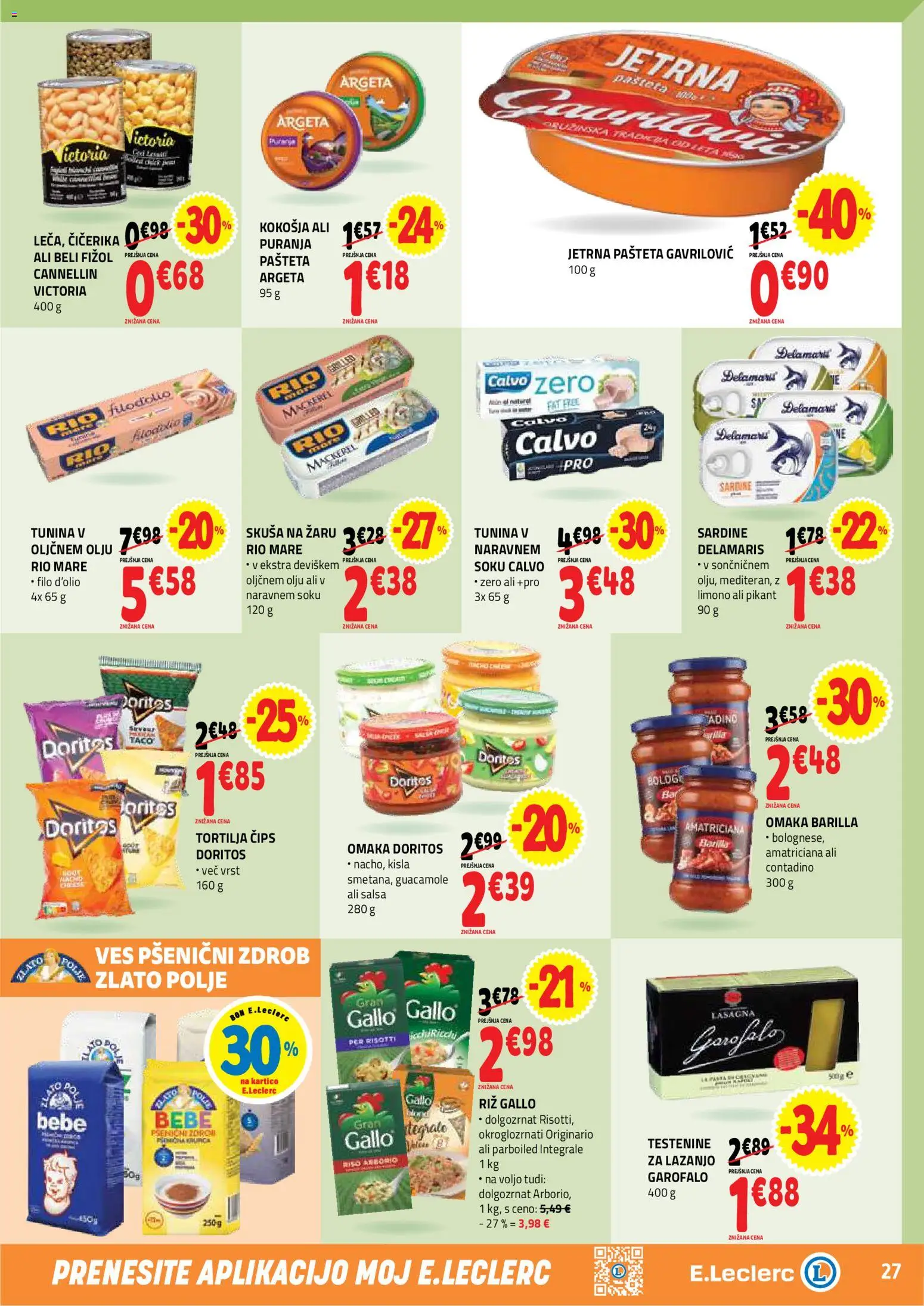 Novi E.leclerc katalog ponudbe – veljaven od 12.08.2026 | Stran: 27 | Izdelki: Barilla, Pašteta, Sardine, Omaka