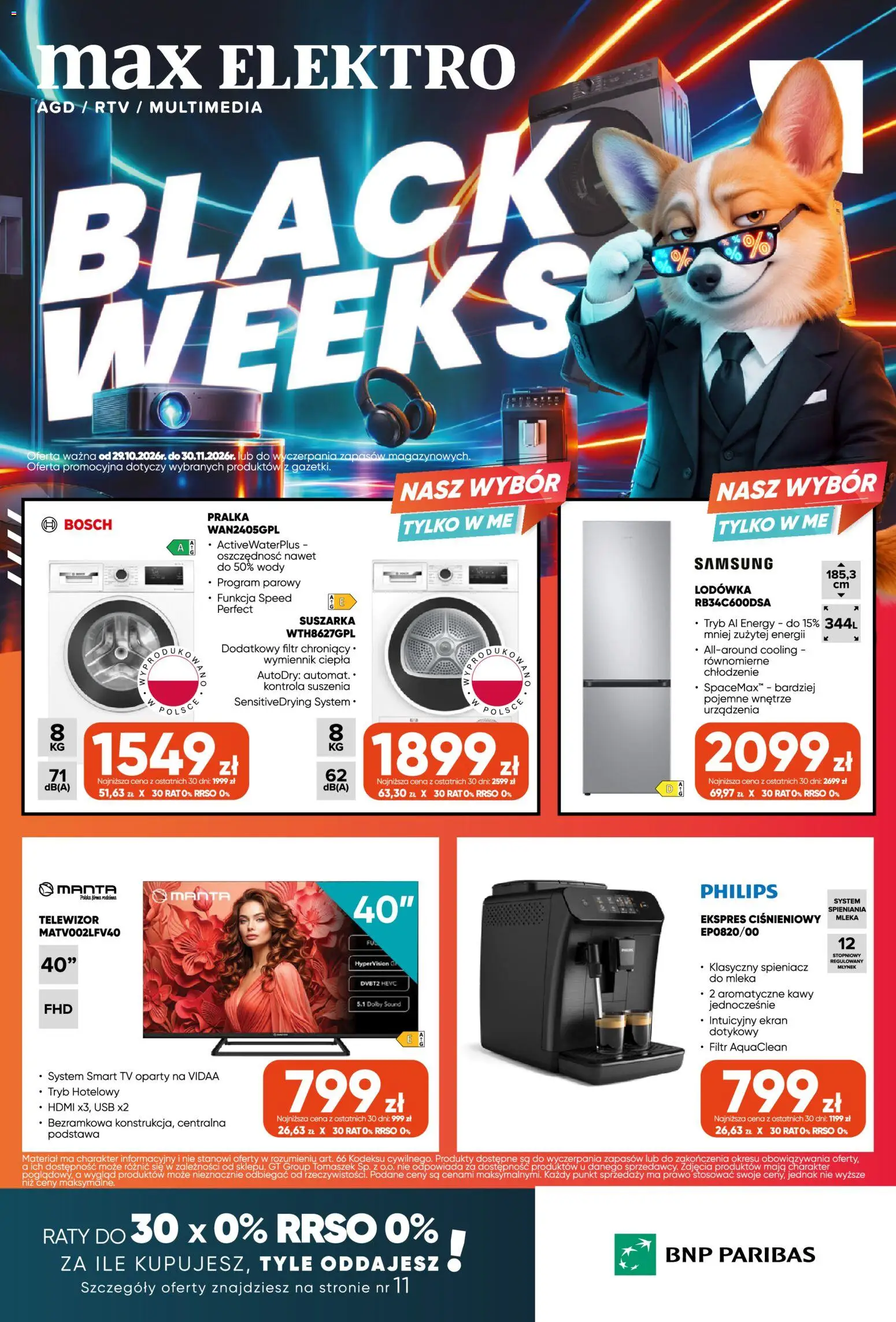 Max elektro Black Friday od 29.10.2026 | Strona: 1 | Produkty: Telewizor, USB, Ekspres ciśnieniowy, Mleka