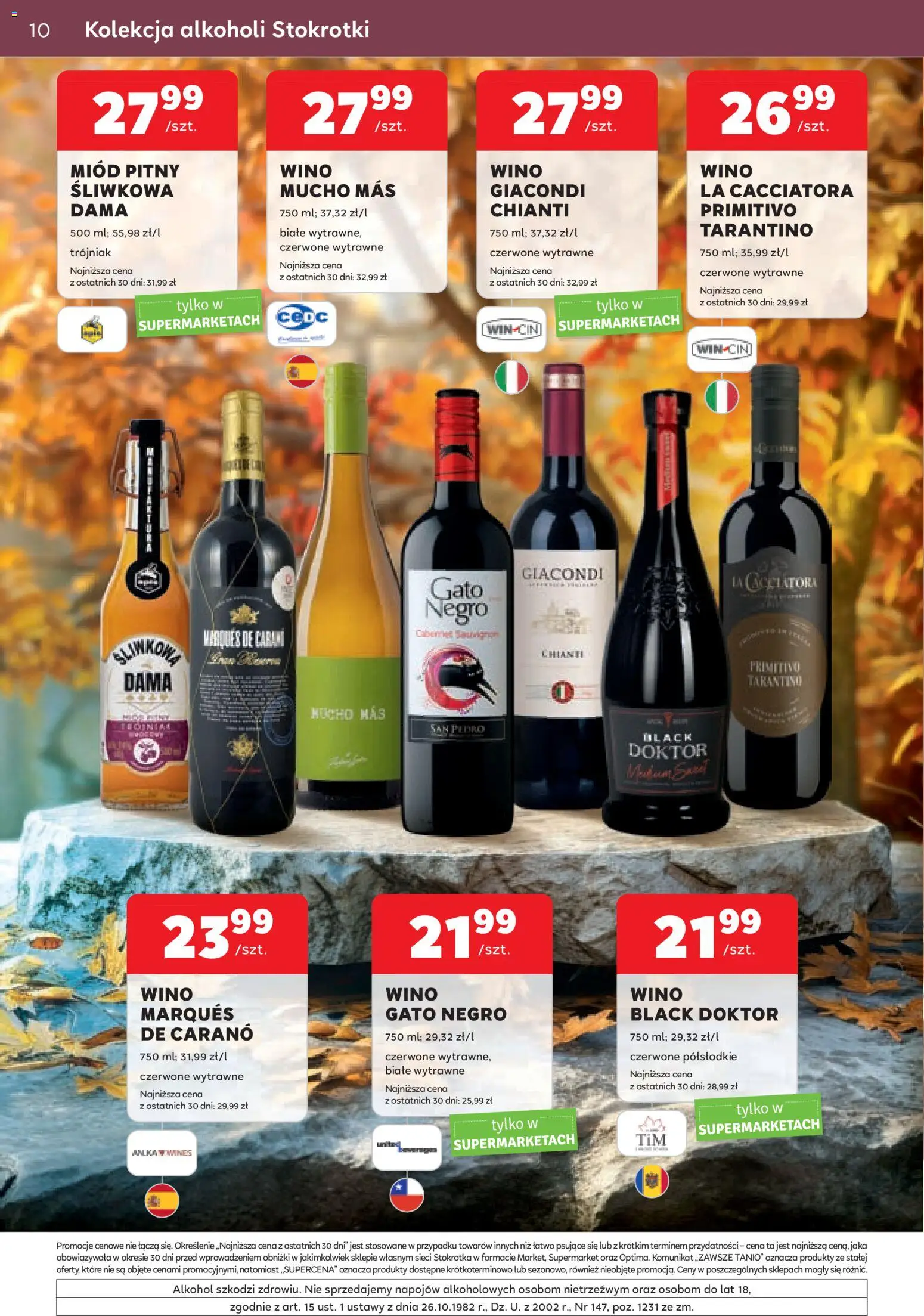 Stokrotka gazetka - Oferta alkoholowa od 01.10.2026 | Strona: 10 | Produkty: Chianti, Stokrotka, Primitivo, Wino