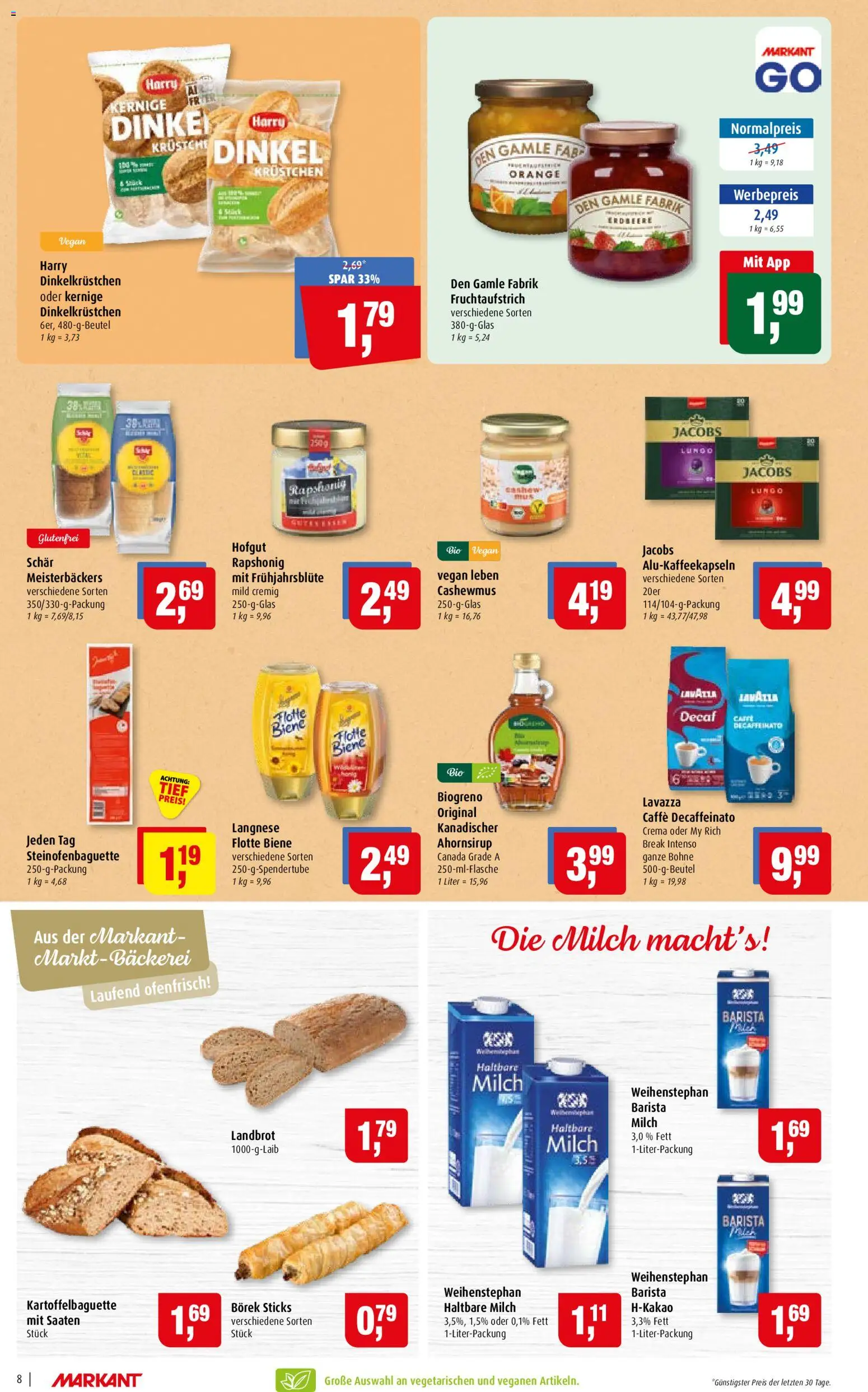 Markant Prospekt – gültig ab 22.06.2026 | Seite: 8 | Produkte: Lavazza, Langnese, Milch, Haltbare milch