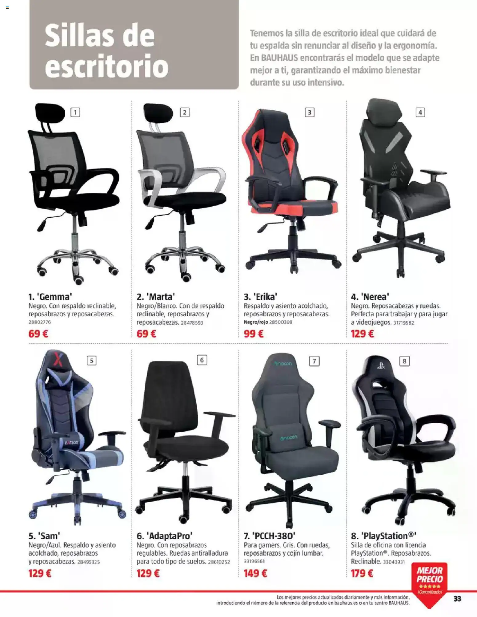 Bauhaus Ordenación │ válido desde el 18/08/2026 | Página: 33 | Productos: Silla de oficina, Cojín, Silla de escritorio, Silla
