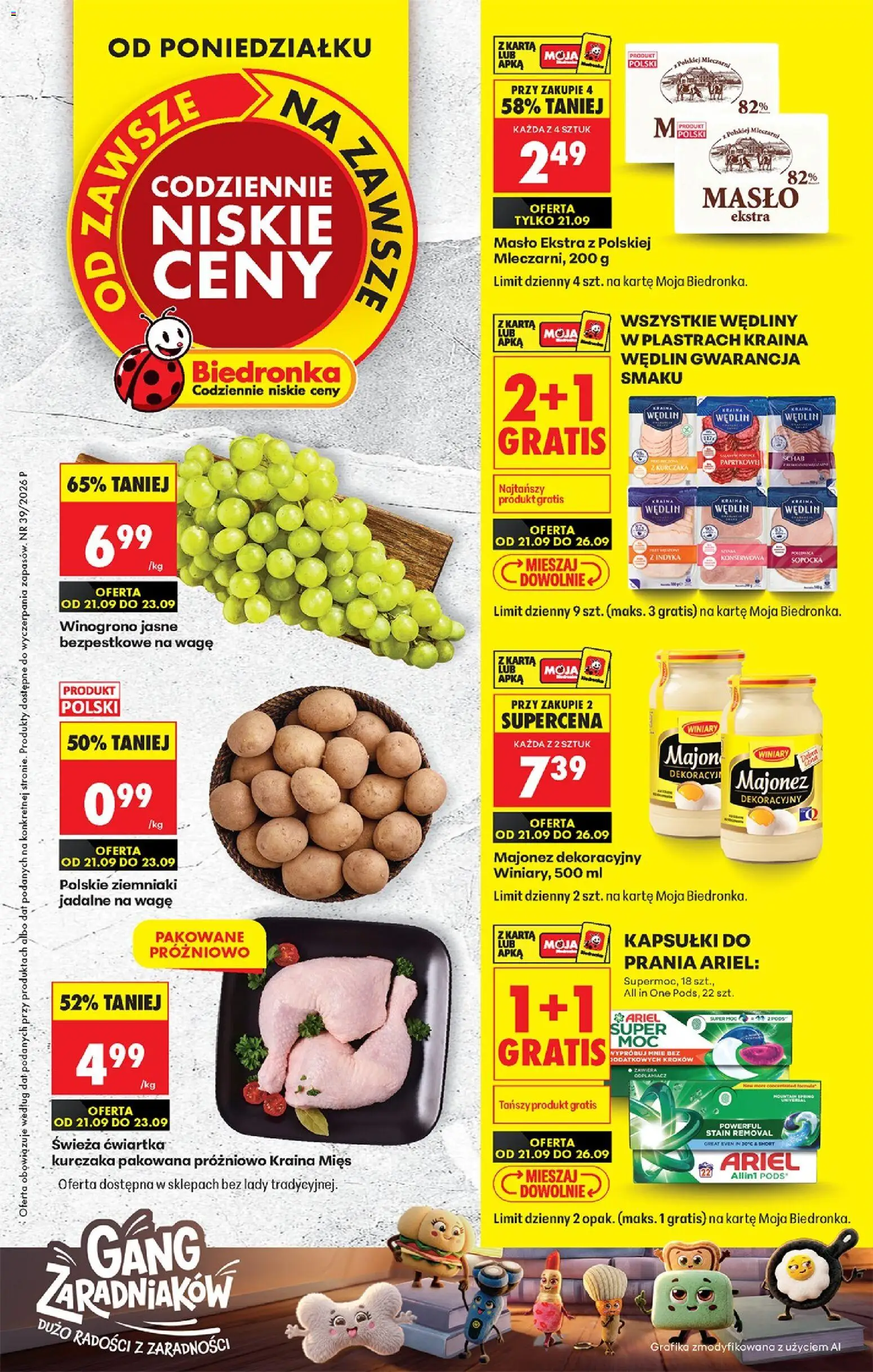 Biedronka Polsko leták od 21.09.2026 | Strana: 1 | Produkty: Máslo, Ariel
