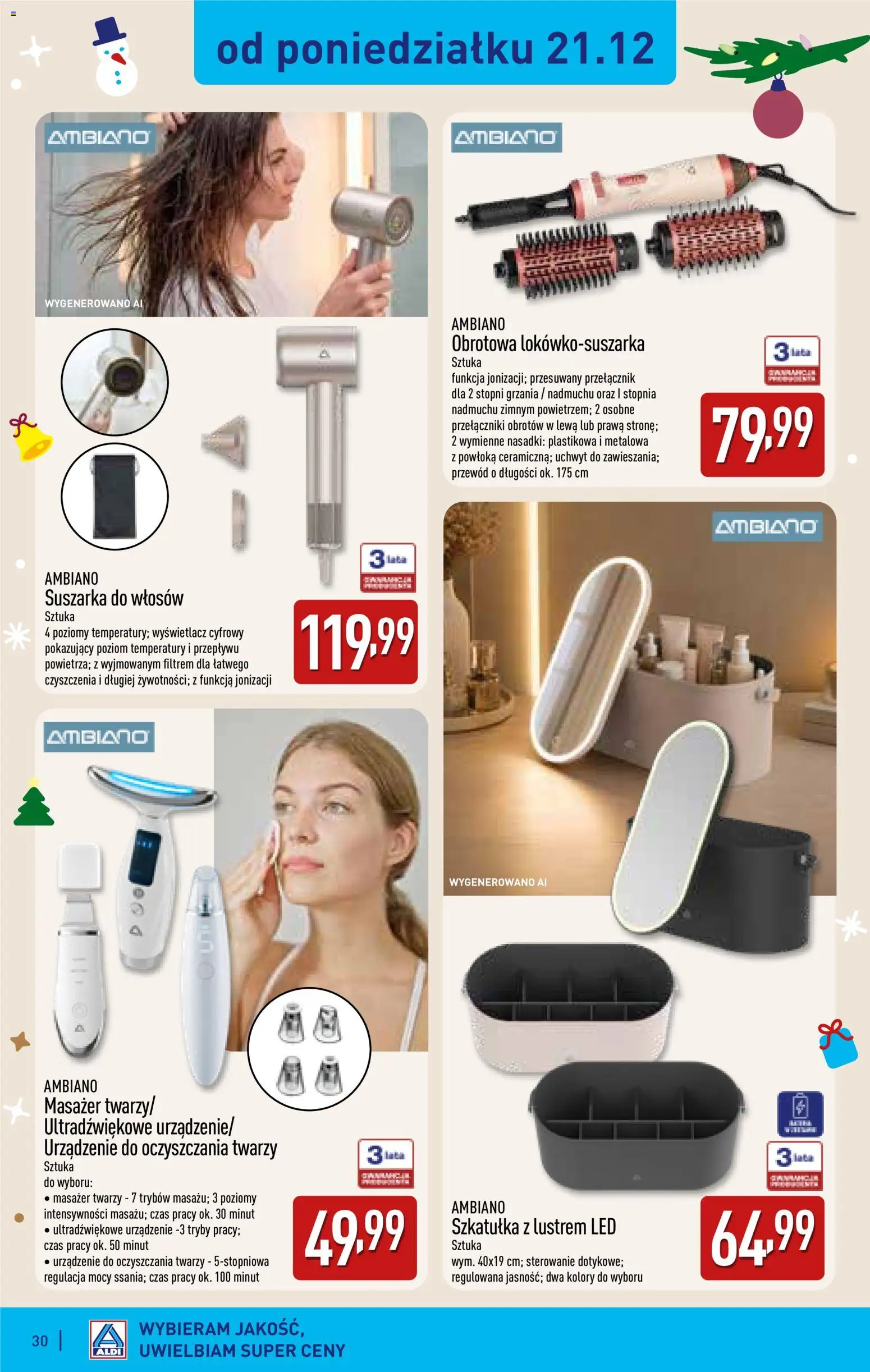 Aldi gazetka - Katalog prezentowy od 28.10.2026 | Strona: 30 | Produkty: Suszarka, Masażer, Suszarka do włosów, Ambiano