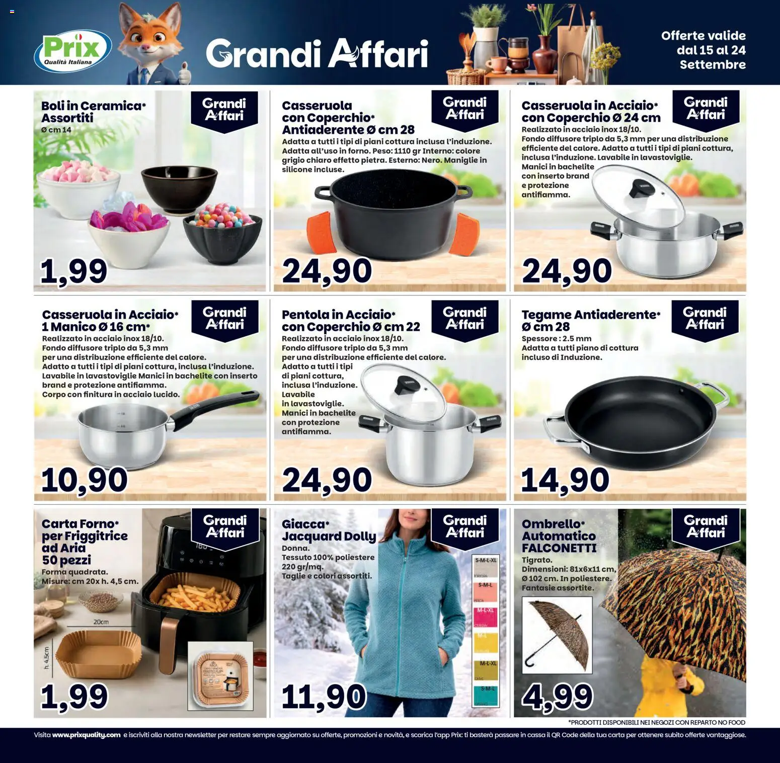 Volantino Prix del 15/09/2026 | Pagina: 22 | Prodotti: Coperchio, Lavastoviglie, Casseruola, Friggitrice