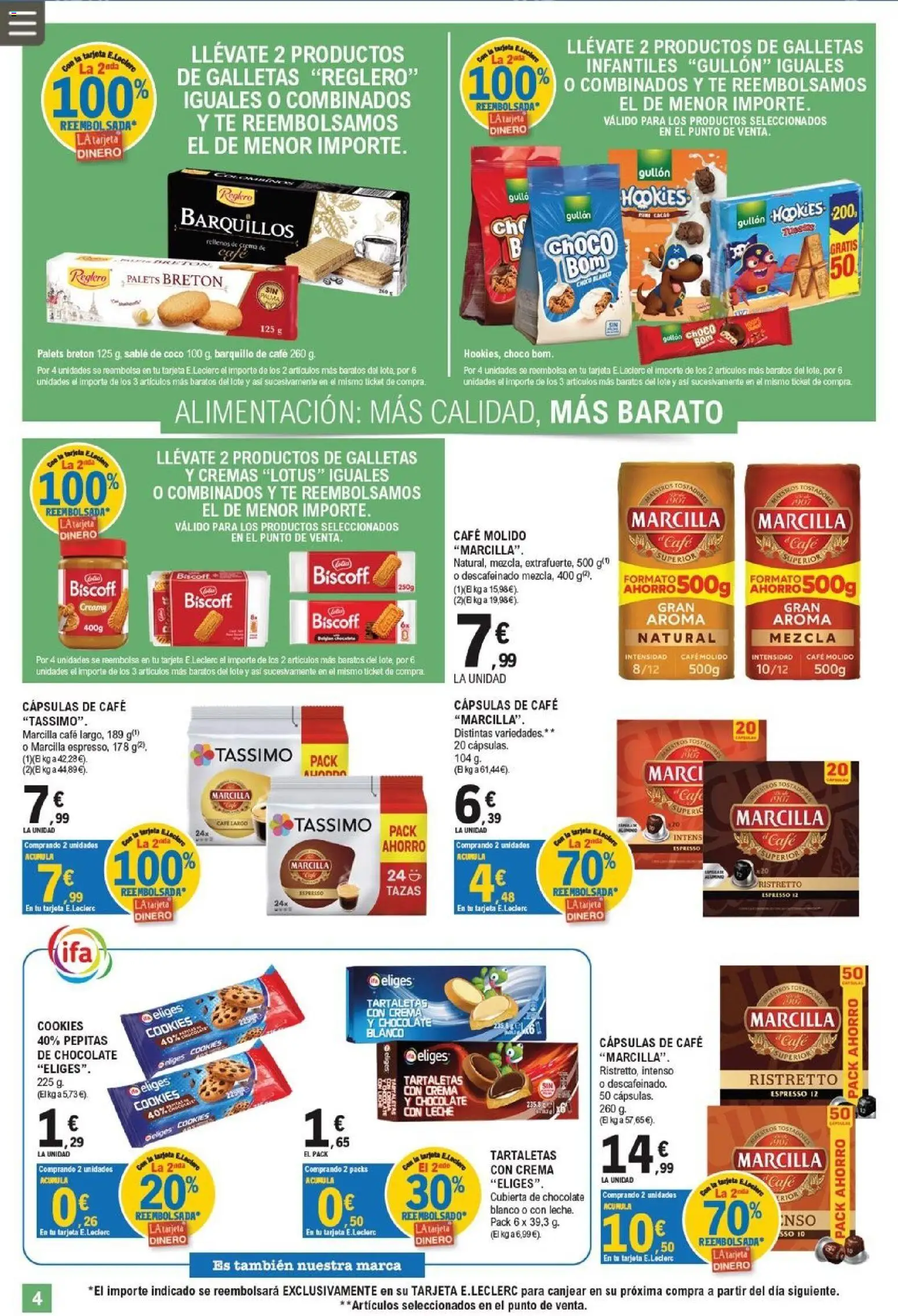 E.Leclerc - Pamplona │ válido desde el 26/08/2026 | Página: 4 | Productos: Barquillos, Coco, Galletas, Lotus