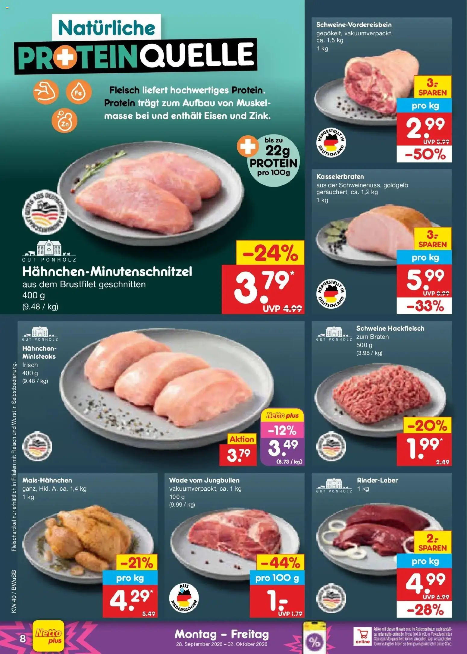 Netto Marken-Discount Prospekt Stemwede-Dielingen – gültig ab 28.09.2026 | Seite: 10 | Produkte: Hahnchen, Wurst, Fleisch, Hackfleisch
