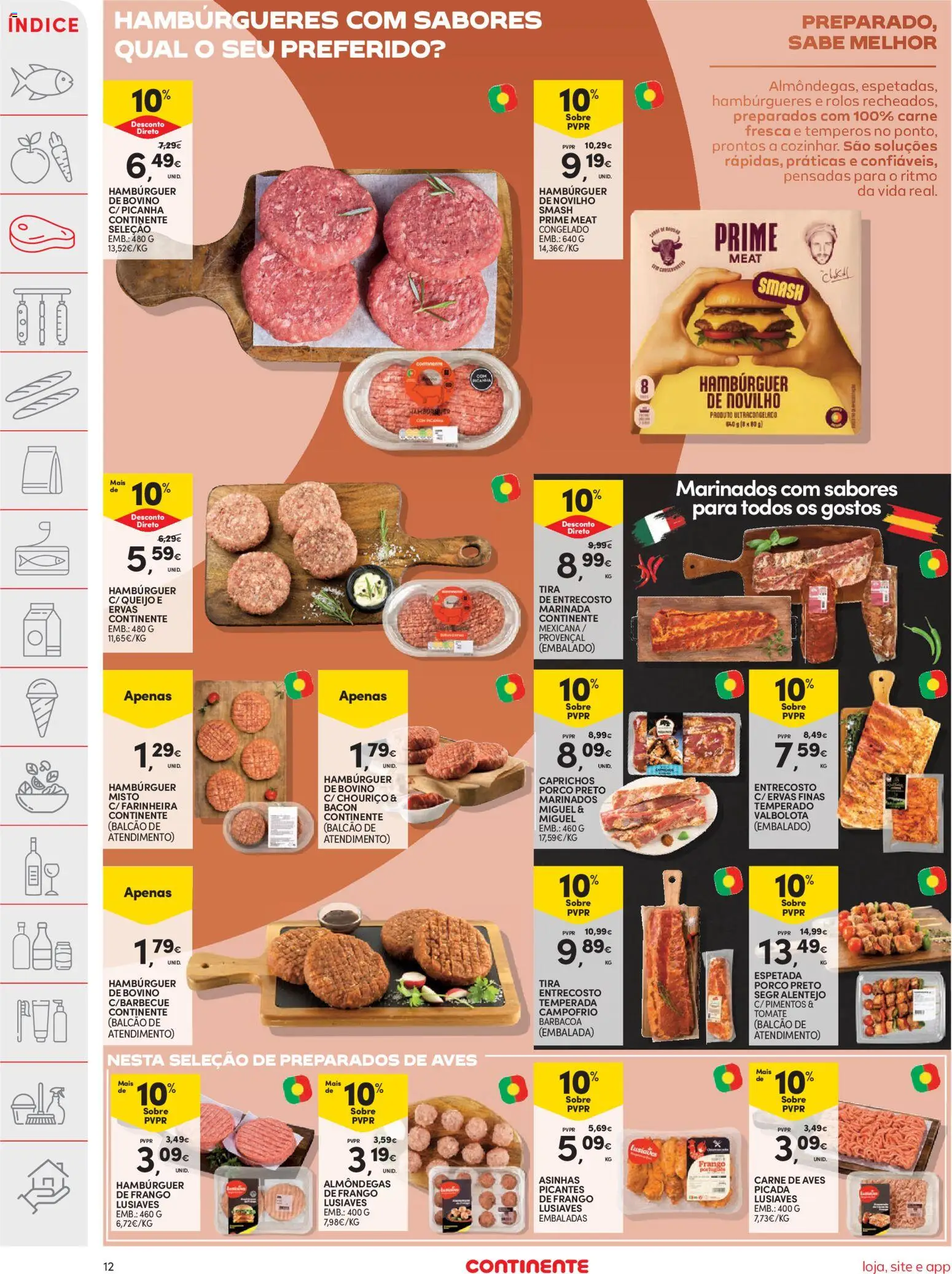 Continente folheto │ válido de 23/06/2026 | Página: 14 | Produtos: Bacon, Hambúrguer, Chouriço, Tomate