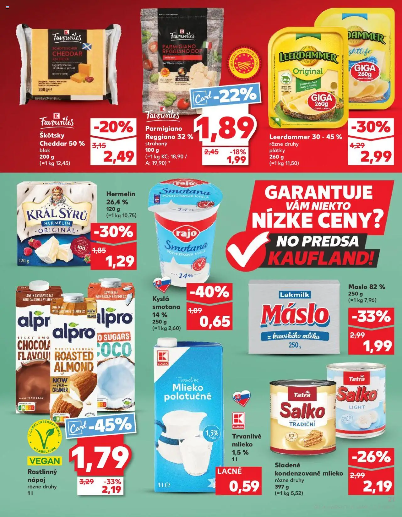 Nové Kaufland akcie – leták je platný od 04.09.2025 | Strana: 21 | Produkty: Maslo, Cheddar, Smotana, Salko