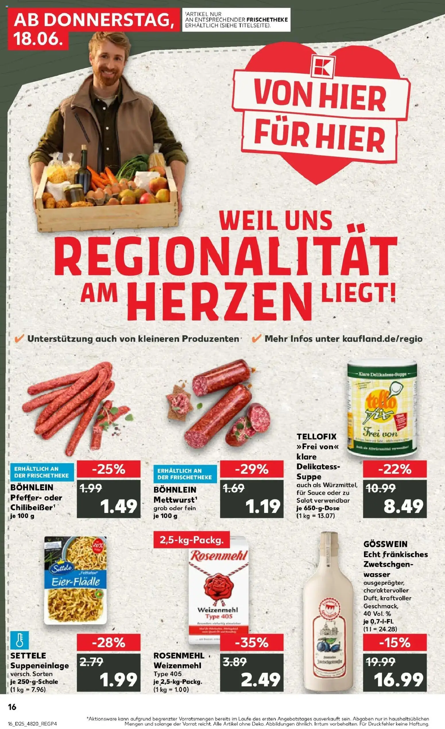 Kaufland Prospekt Kitzingen – gültig ab 18.06.2026 | Seite: 1 | Produkte: Weizenmehl, Zwetschgen, Wasser, Salat
