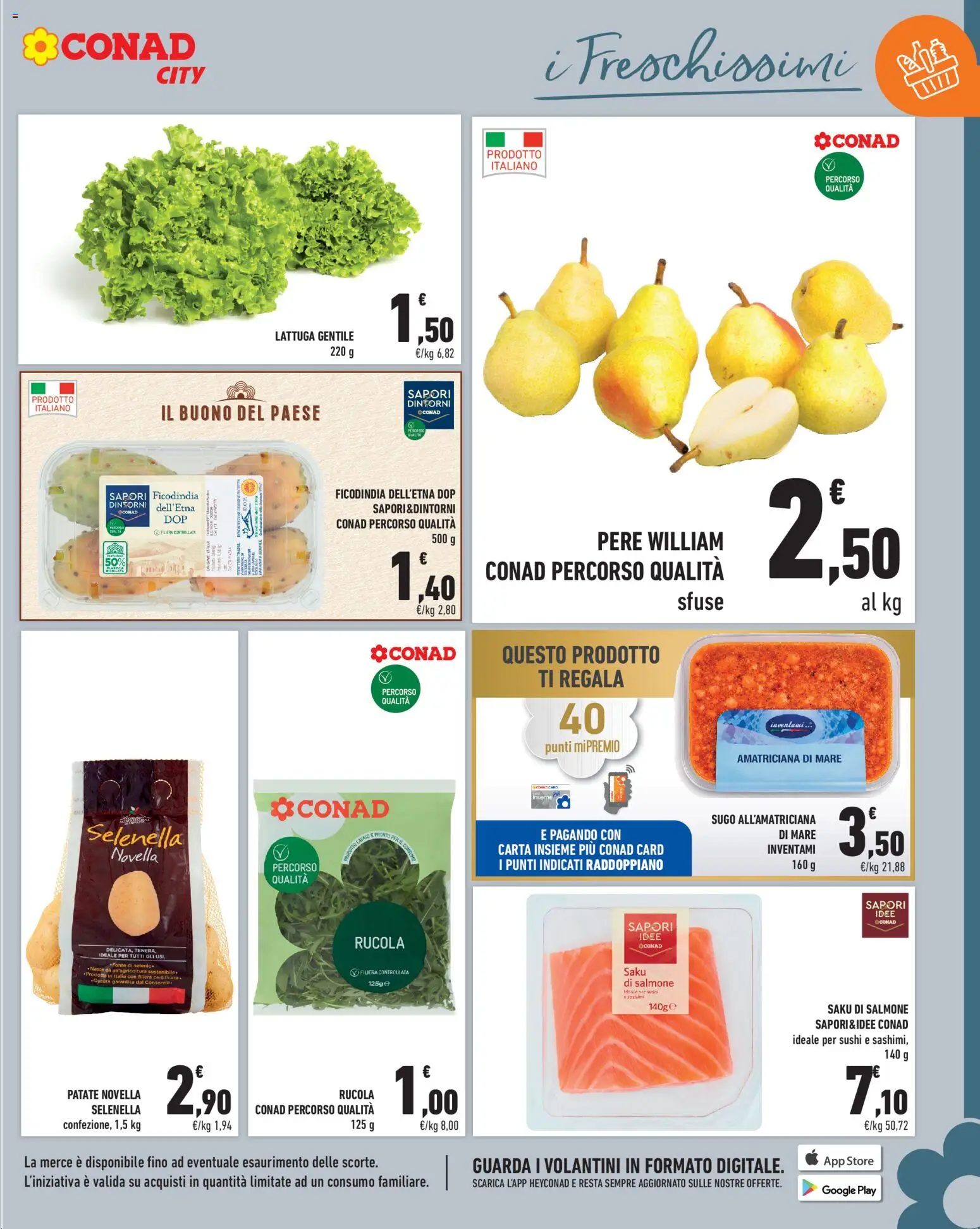 Volantino Conad del 02/10/2026 | Pagina: 7 | Prodotti: Pere, Sugo, Sushi, Lattuga