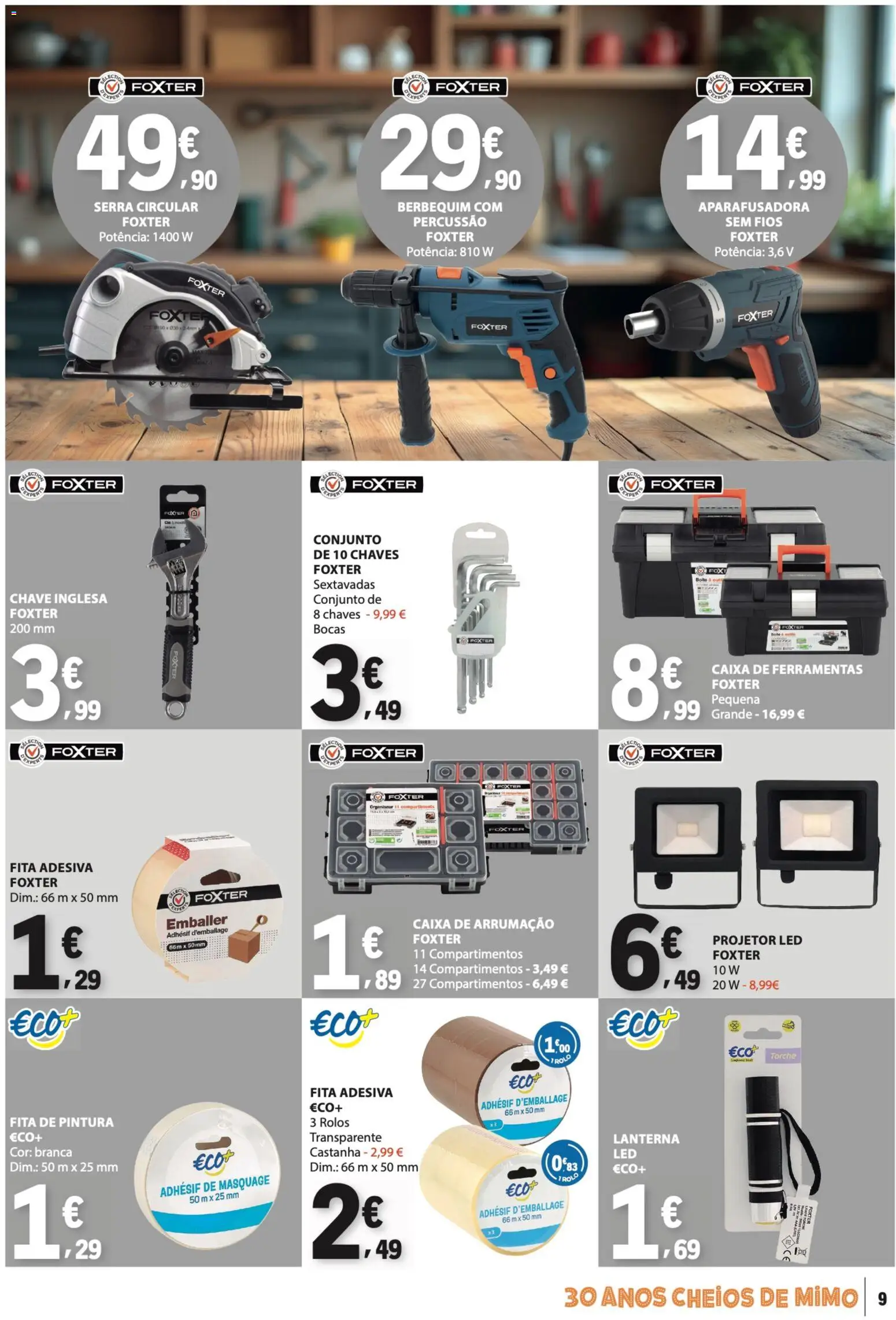 E.Leclerc folheto Não Alimentar │ válido de 07.05.2026 | Página: 9 | Produtos: Chave inglesa, Projetor, Lanterna, Caixa