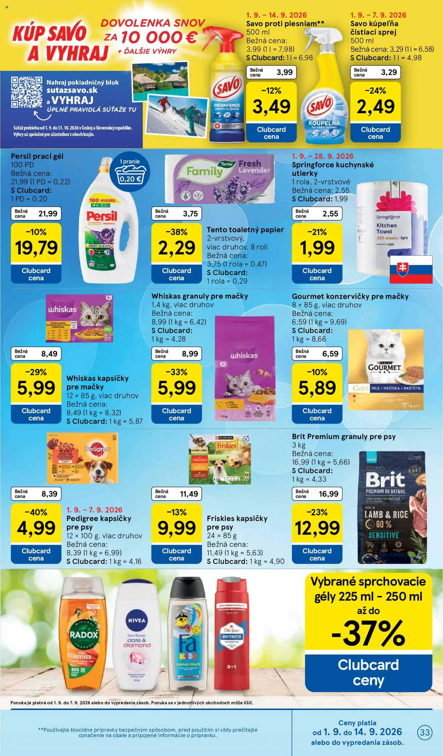 Nové Tesco akcie – leták je platný od 02.09.2026 | Strana: 33 | Produkty: Kúpelňa, Granule pre mačky, Granule, Whiskas kapsičky