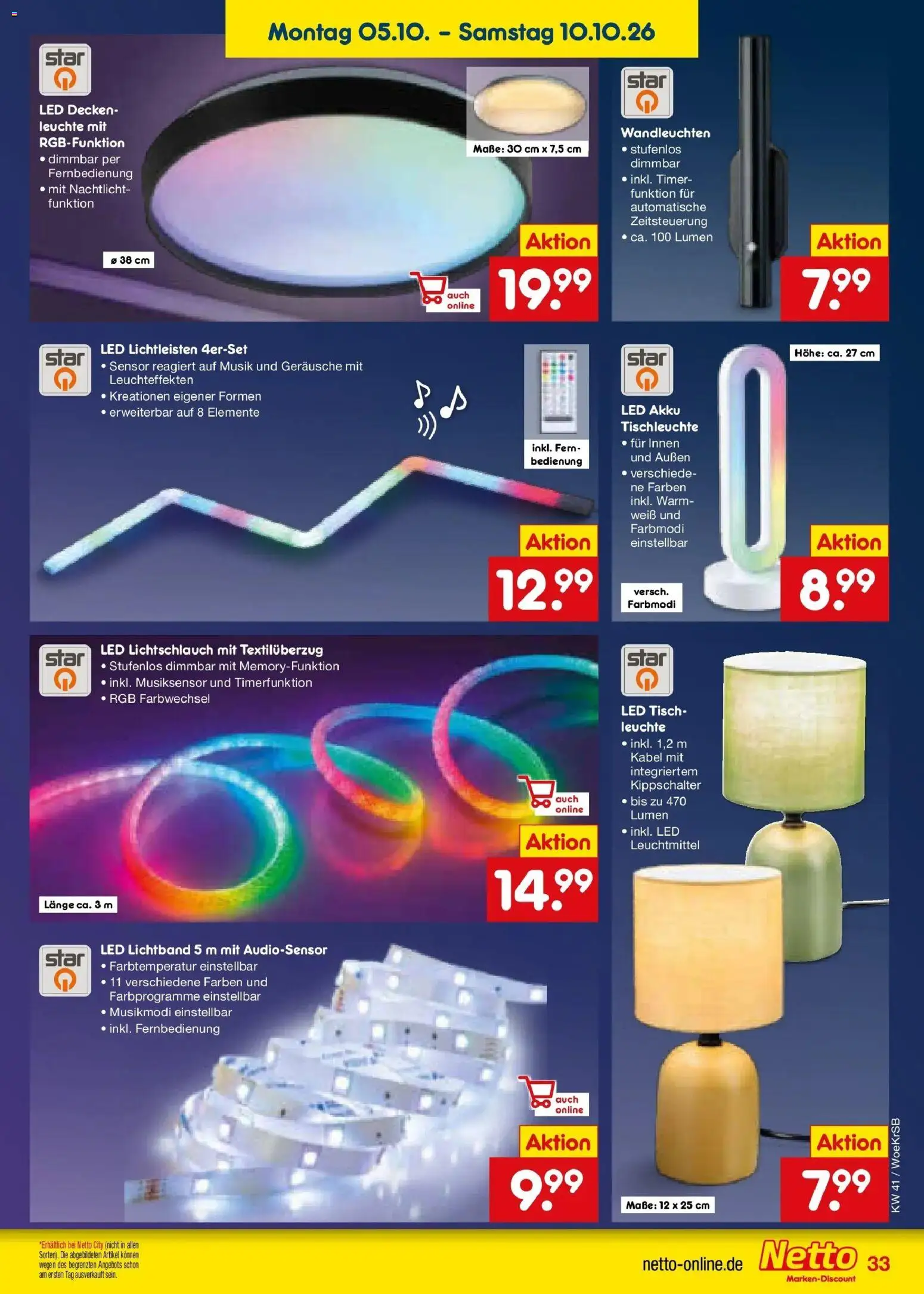 Netto Marken-Discount Prospekt Baesweiler (ab 05.10.2026) » Angebote | Seite: 41 | Produkte: Kabel, Tisch, Nachtlicht