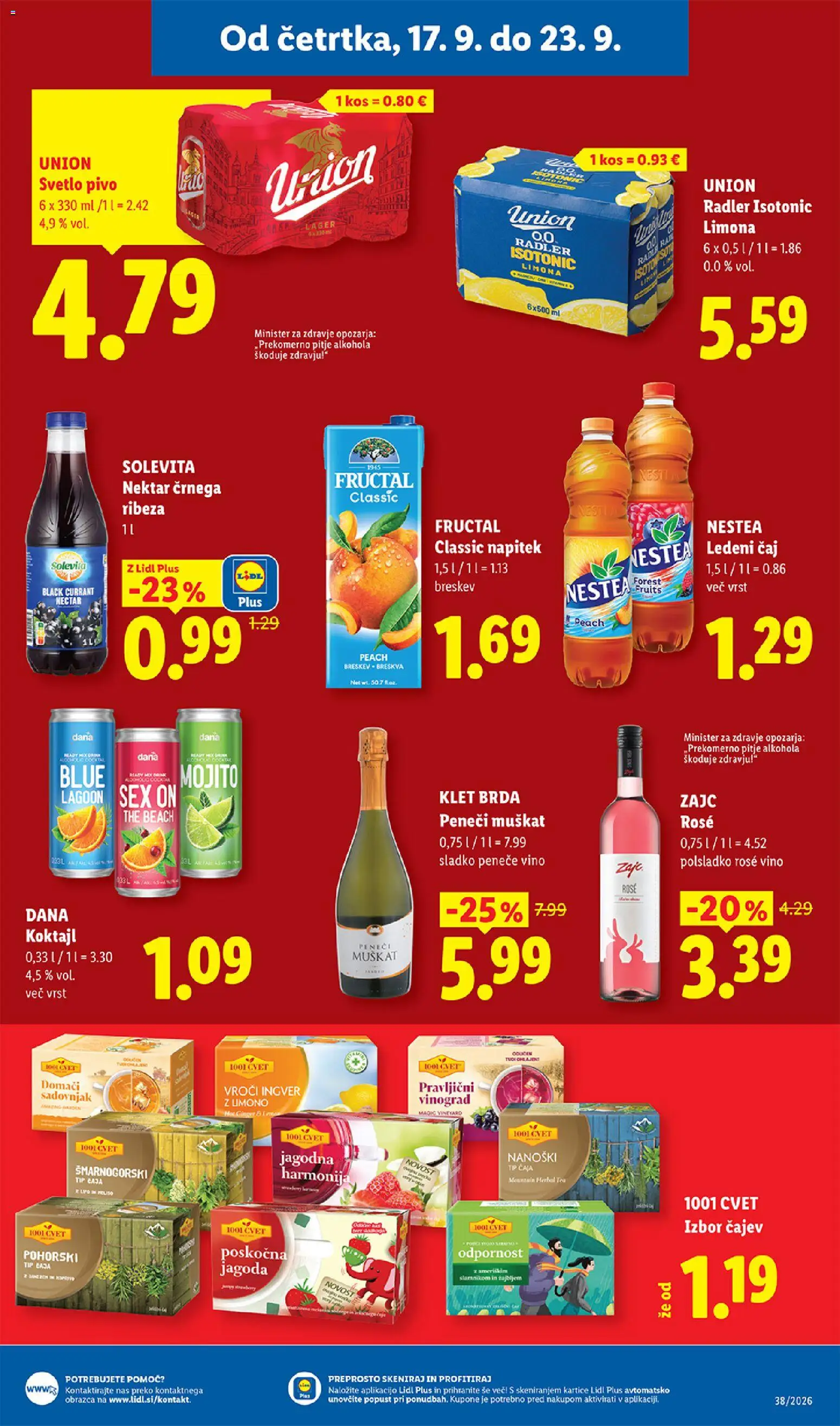 Novi Lidl katalog ponudbe – veljaven od 17.09.2026 | Stran: 13 | Izdelki: Kos, Radler, Caj, Limona