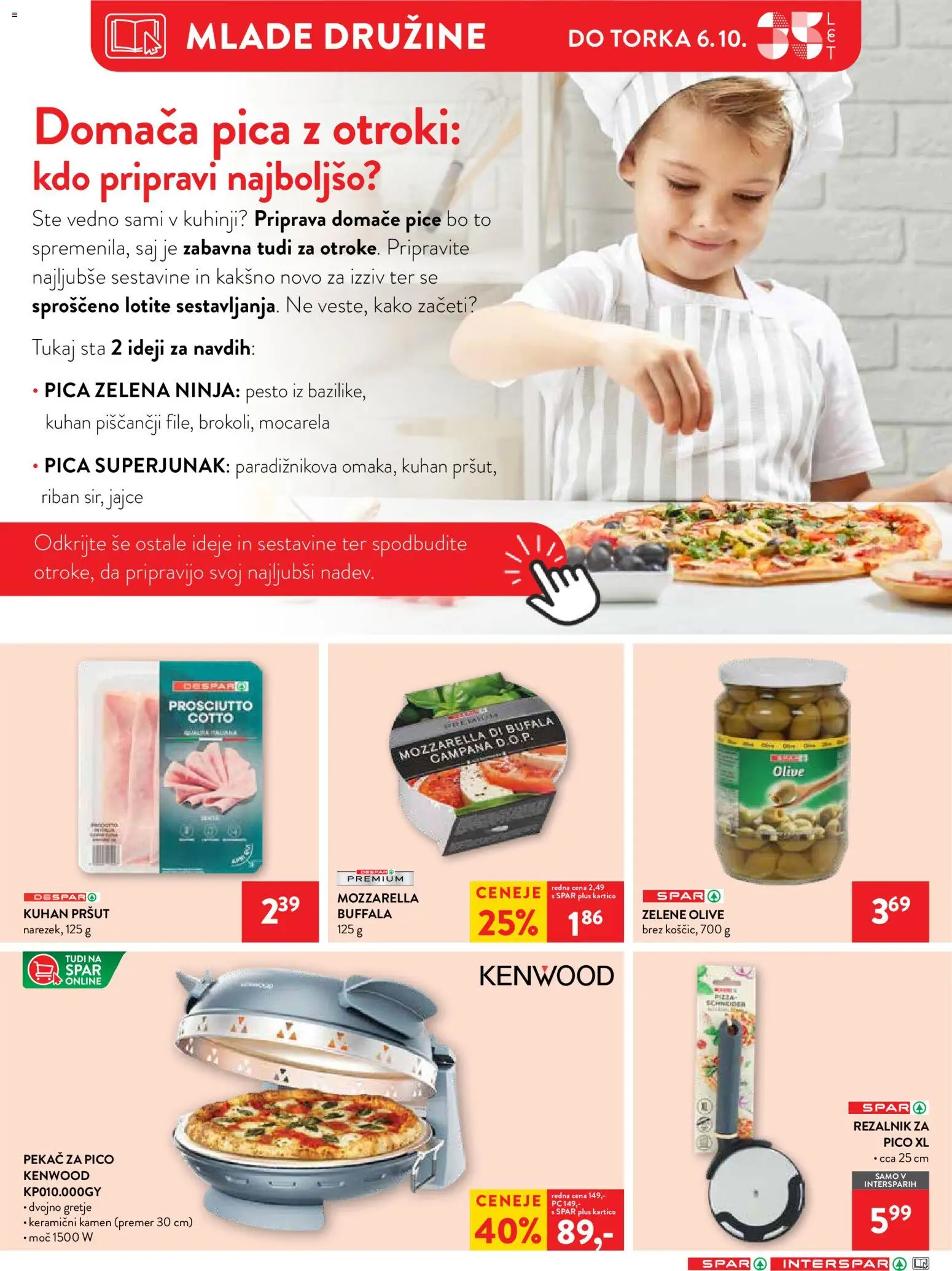 Novi Spar katalog ponudbe – veljaven od 30.09.2026 | Stran: 15 | Izdelki: Rezalnik, Mocarela, Olive, Pica