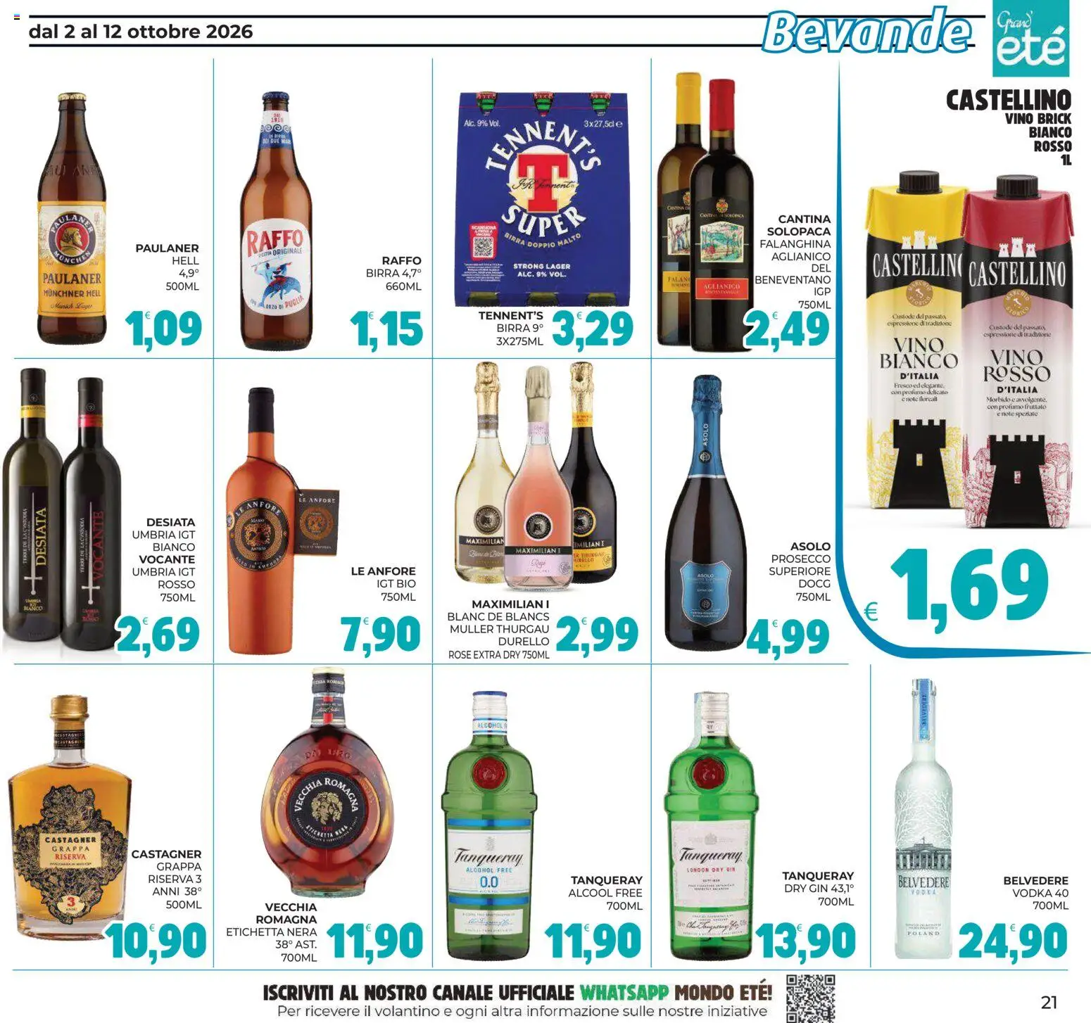Volantino Eté del 02/10/2026 | Pagina: 22 | Prodotti: Birra, Gin, Prosecco, Vino