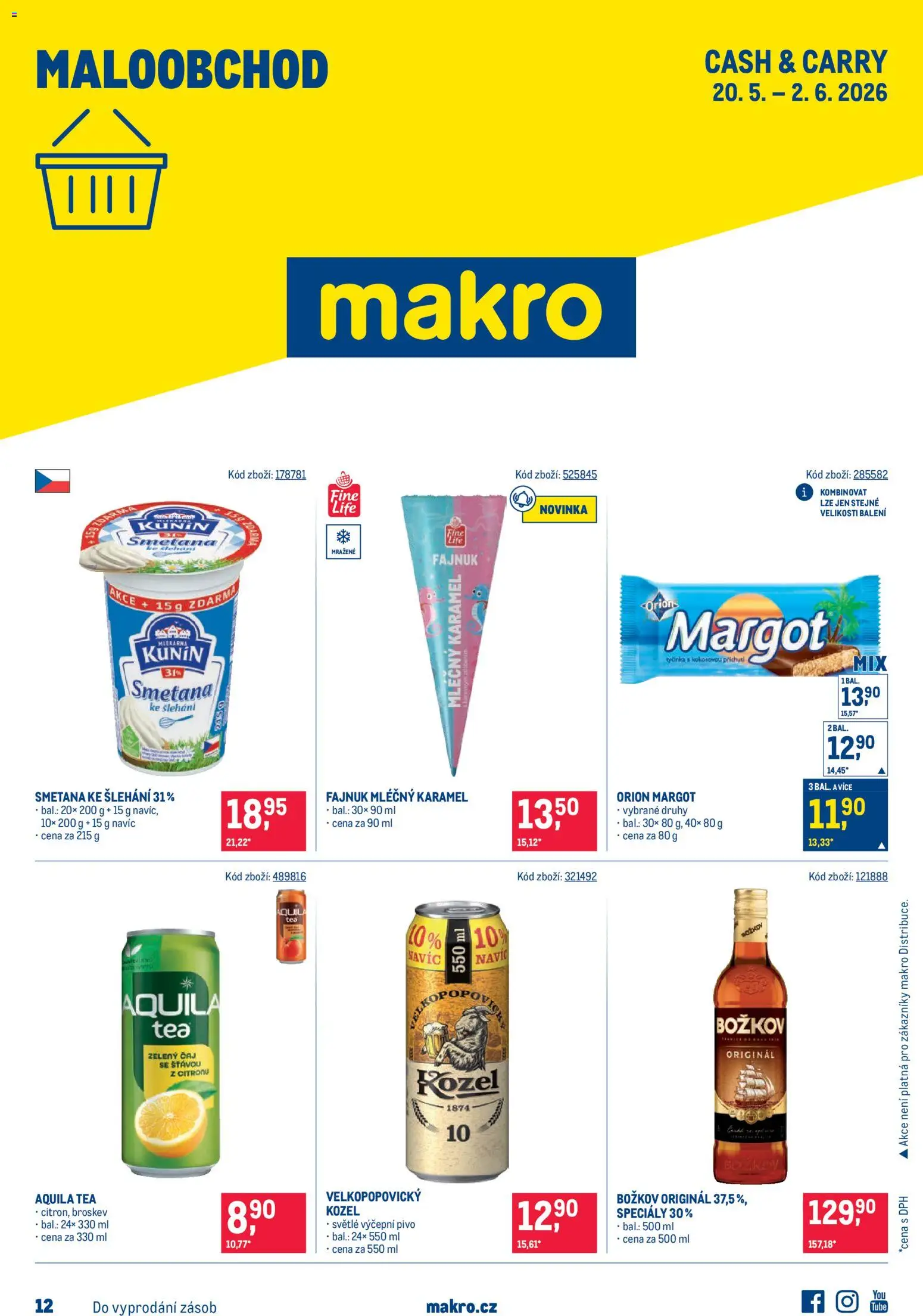 Makro leták - Maloobchod od 20.05.2026 | Strana: 1 | Produkty: Zelený čaj, Smetana ke šlehání, Božkov, Božkov originál