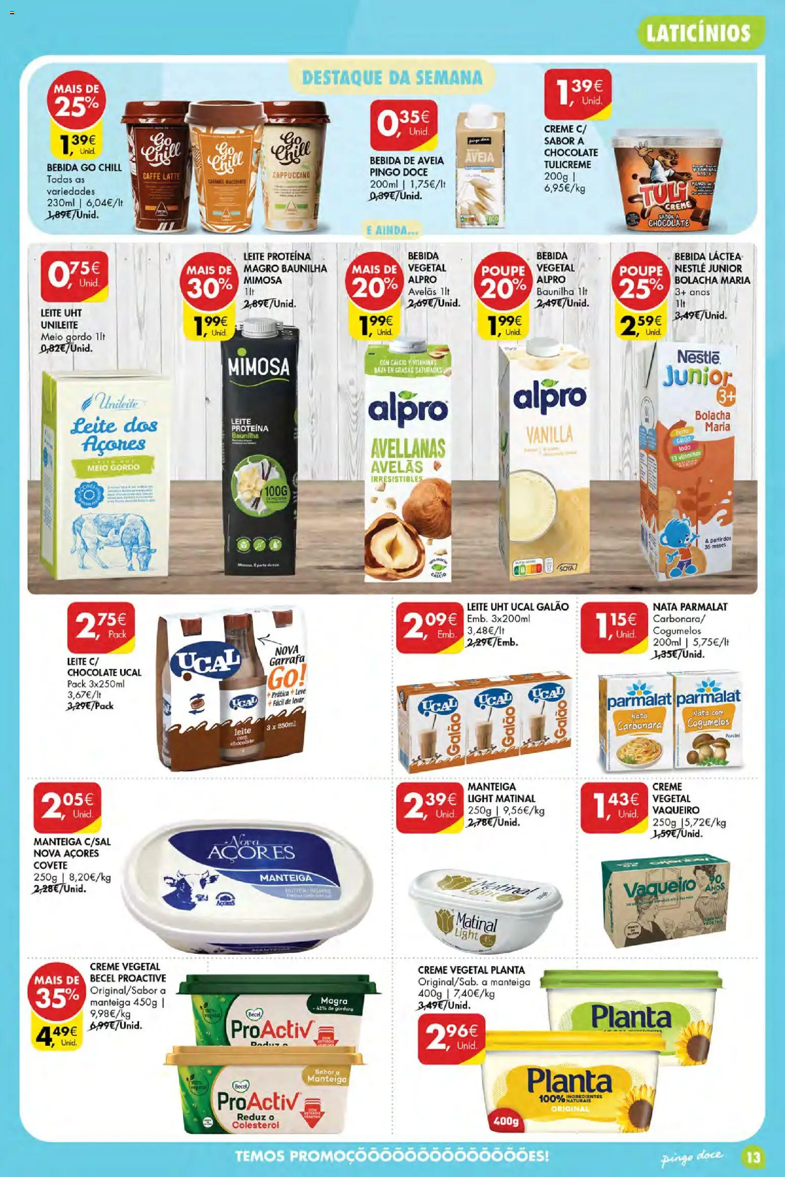Pingo Doce folheto Poupe Esta Semana Açores │ válido de 01/10/2026 | Página: 13 | Produtos: Aveia, Leite UHT, Nata, Cogumelos