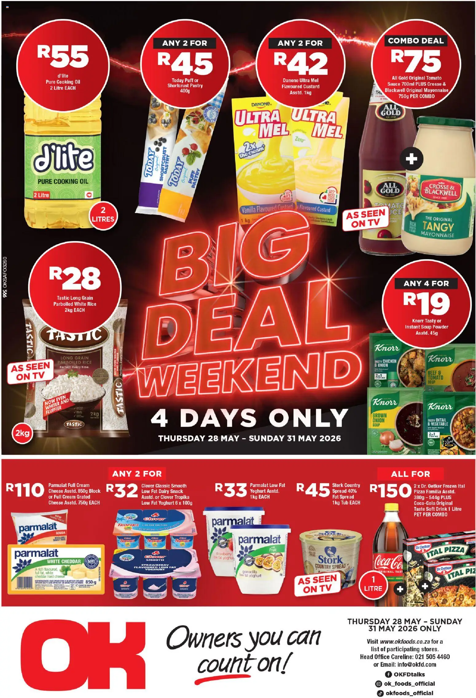 New OK Foods catalogue – valid from 28.05.2026 | Page: 1 | Products: Custard, Oil, Mayonnaise, Sauce