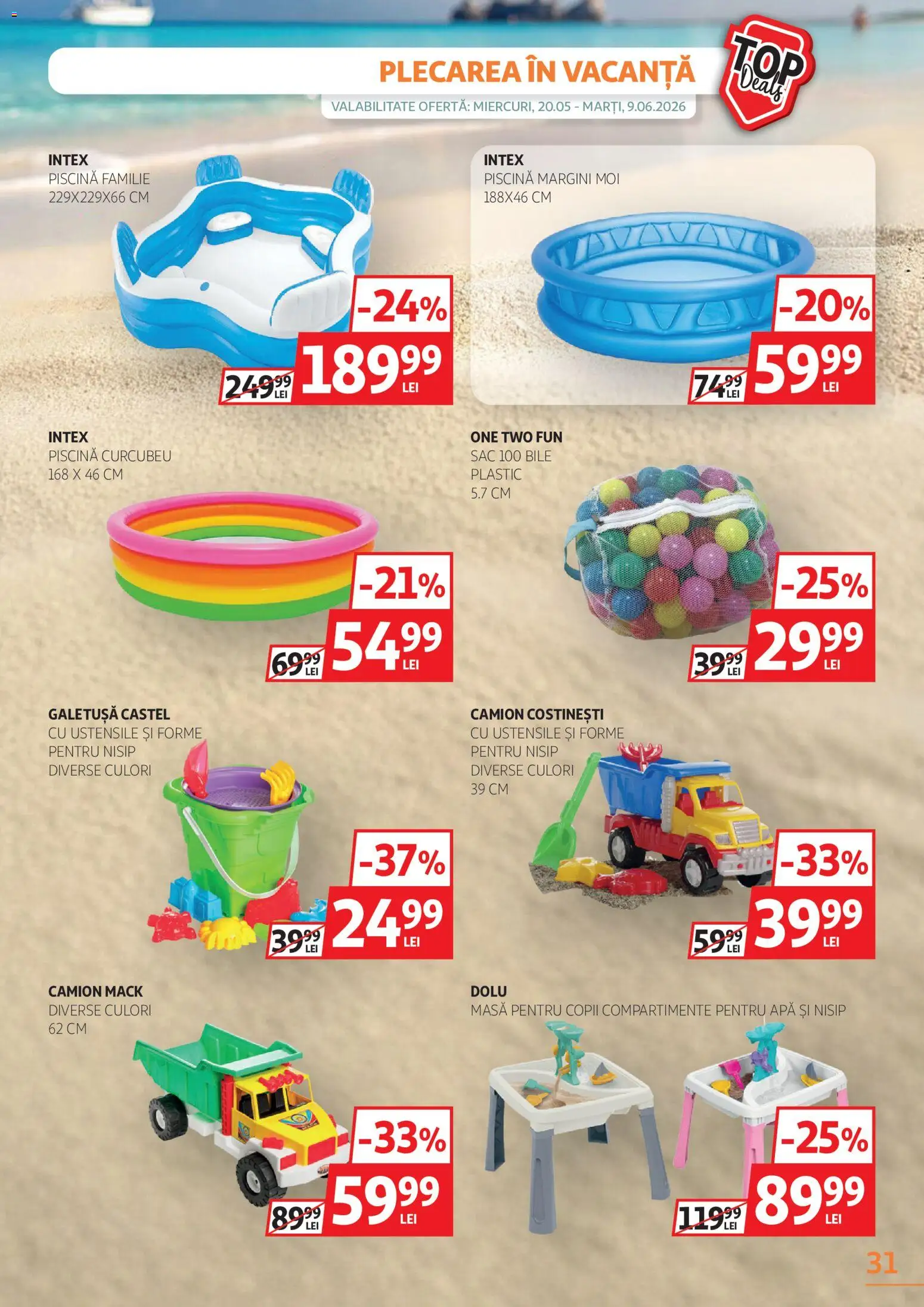 Noul catalog Auchan – valabil de la 03.06.2026 | Pagină: 31 | Produse: Piscină, Masă, Apă