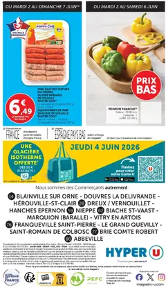 Hyper U - Prévisualisation de Hyper U - Les prix bas de la semaine valide à partir de 02.06.2026 | Page: 44 | Produits: Poivron, Glacière, Saucisse, Brie