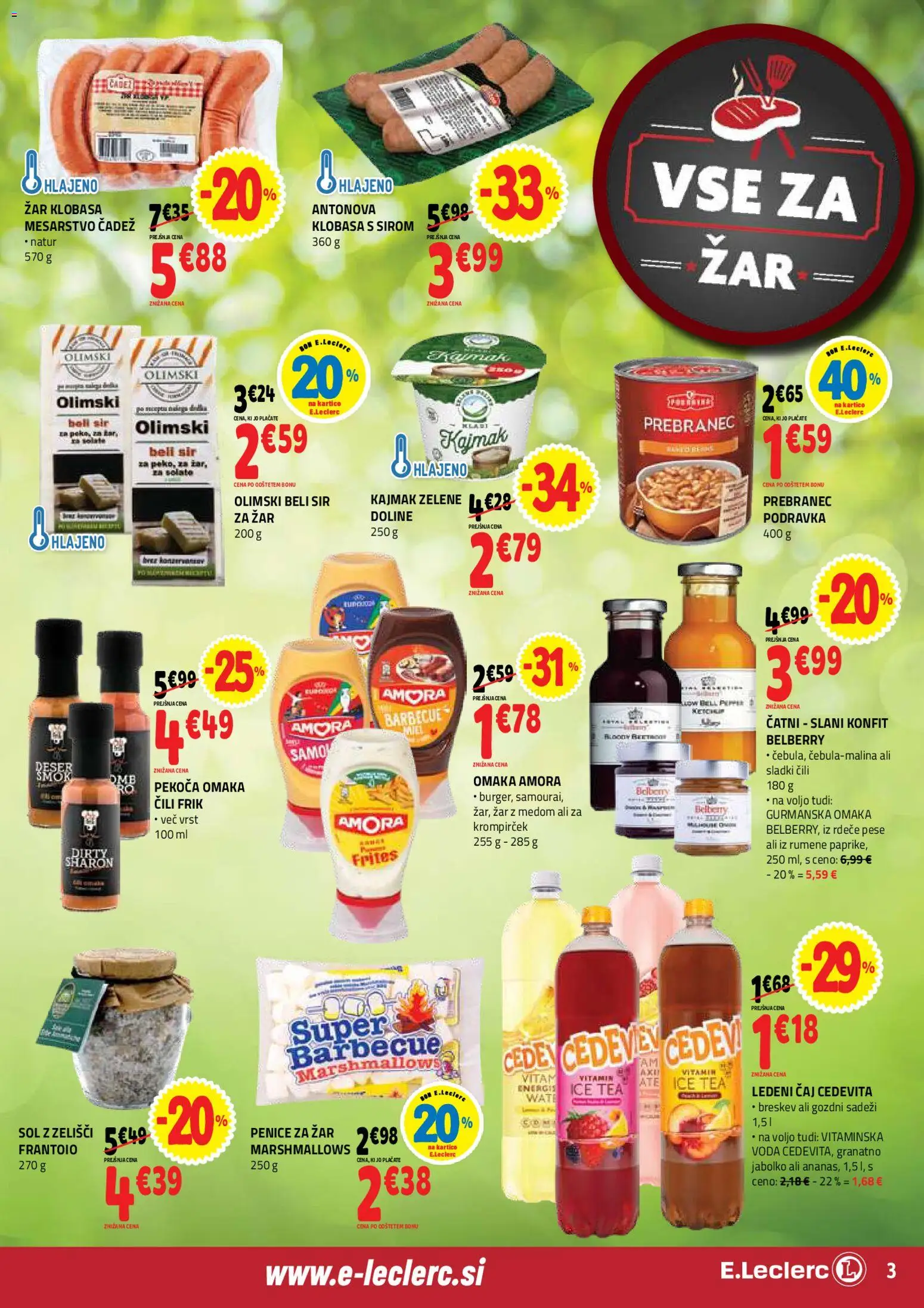 Novi E.leclerc katalog ponudbe – veljaven od 27.05.2026 | Stran: 3 | Izdelki: Ledeni čaj, Sir, Voda, Breskev