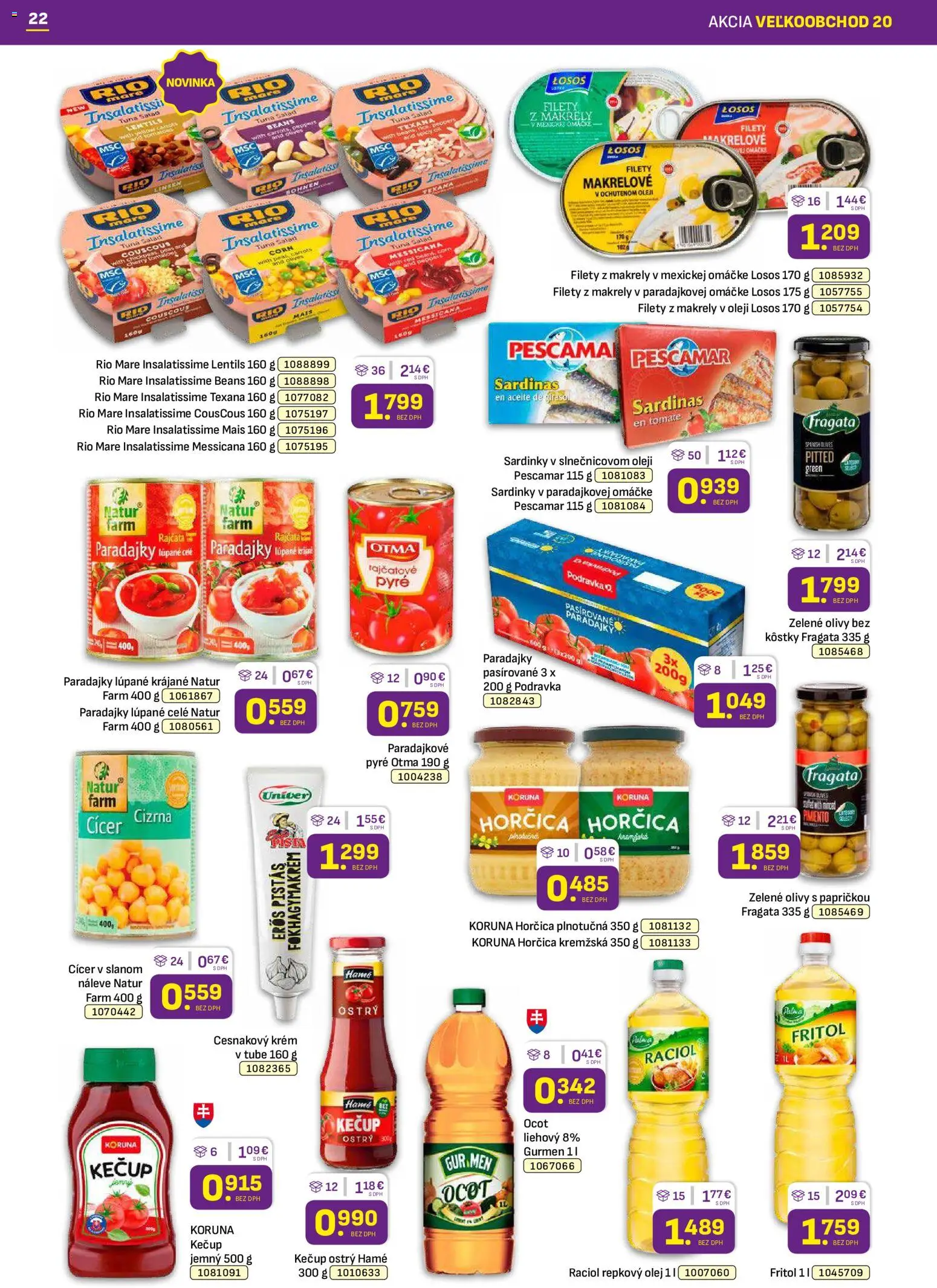 Nové Libex akcie – leták je platný od 05.10.2026 | Strana: 22 | Produkty: Olej, Rio Mare, Olivy, Kečup