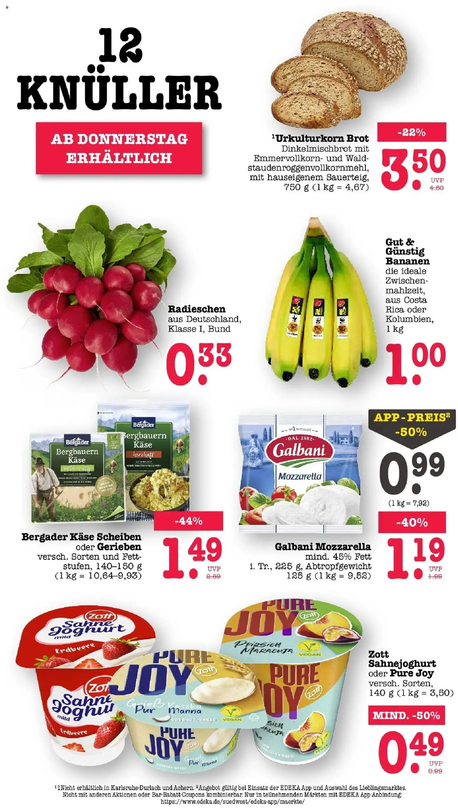 E center Prospekt Karlsruhe (ab 24.08.2026) zum Blättern | Seite: 63 | Produkte: Käse, Mozzarella, Bananen, Brot