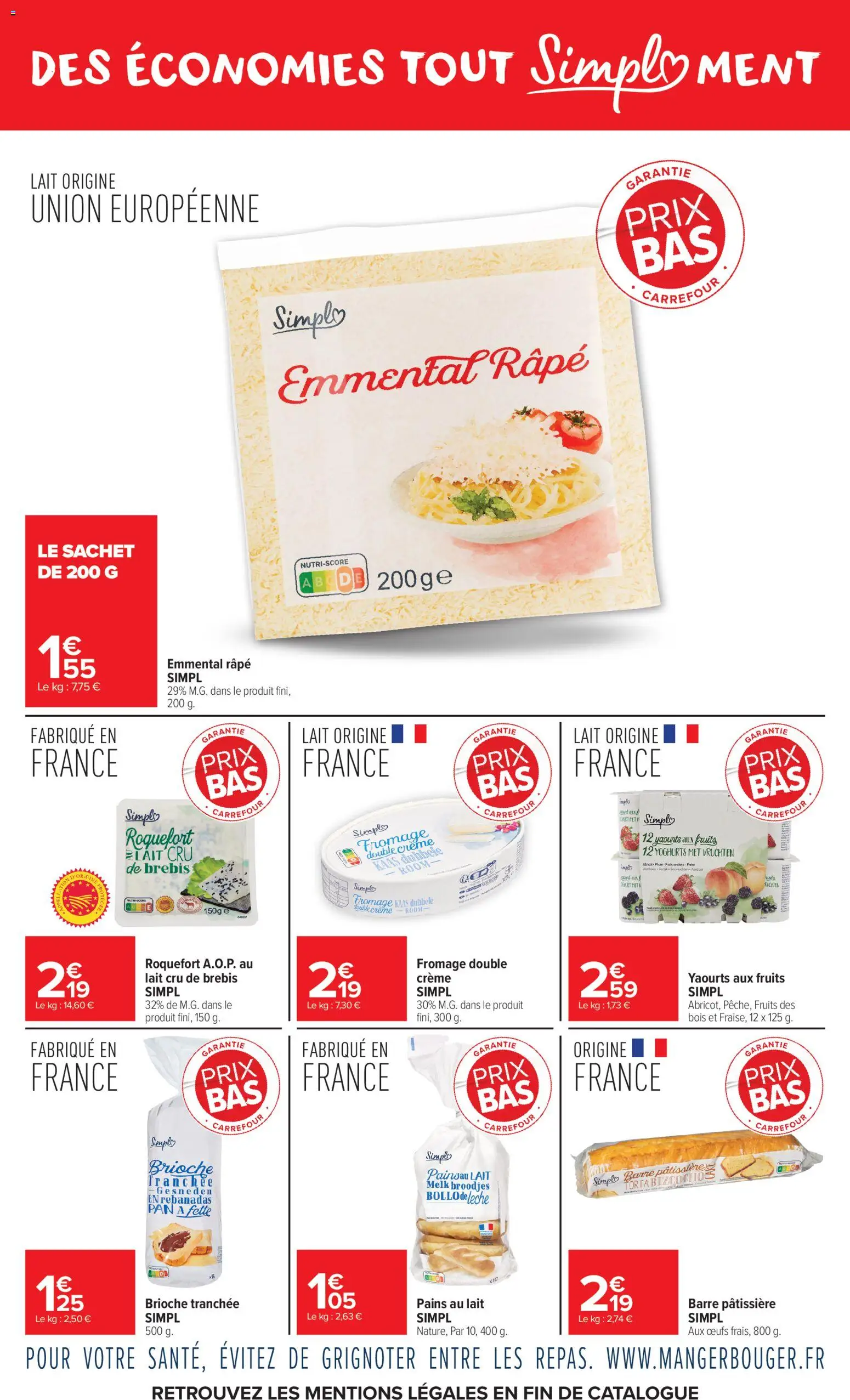 {H1} | Page: 6 | Produits: Pains au lait, Emmental, Fromage, Crème